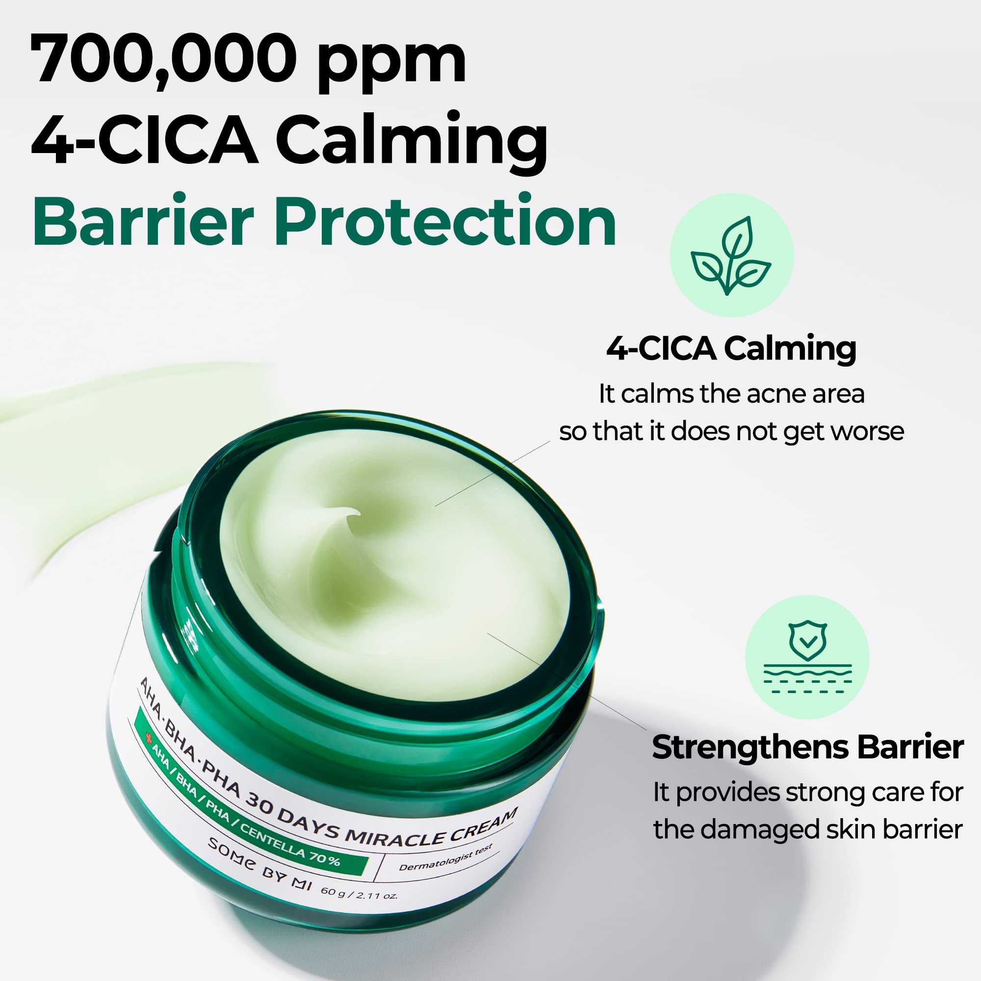 Some By Mi Aha Bha Pha 30 Days Miracle Cream - 202Oz, 60Ml - Made From Tea Tree Leaf Water For Sensitive Skin - Skin Calming And