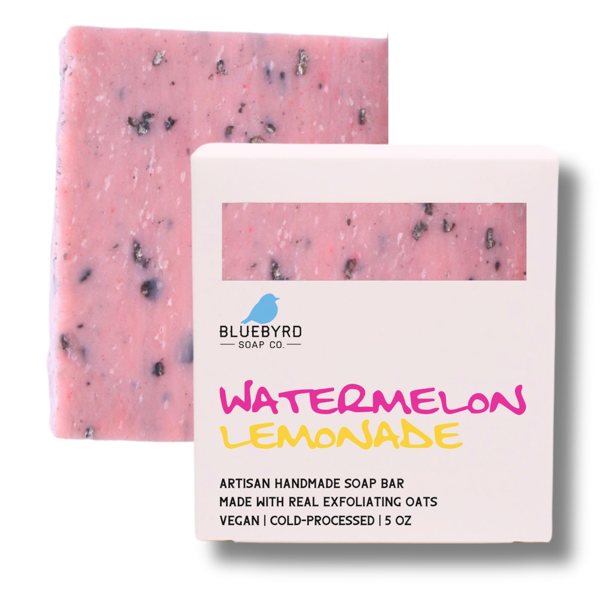 Bluebyrd Soap Co. Watermelon Lemonade Soap Bar | Handmade Bar Soap For Kids - Natural Ingredients, Kaolin Clay, Oatmeal, Aloe Ve
