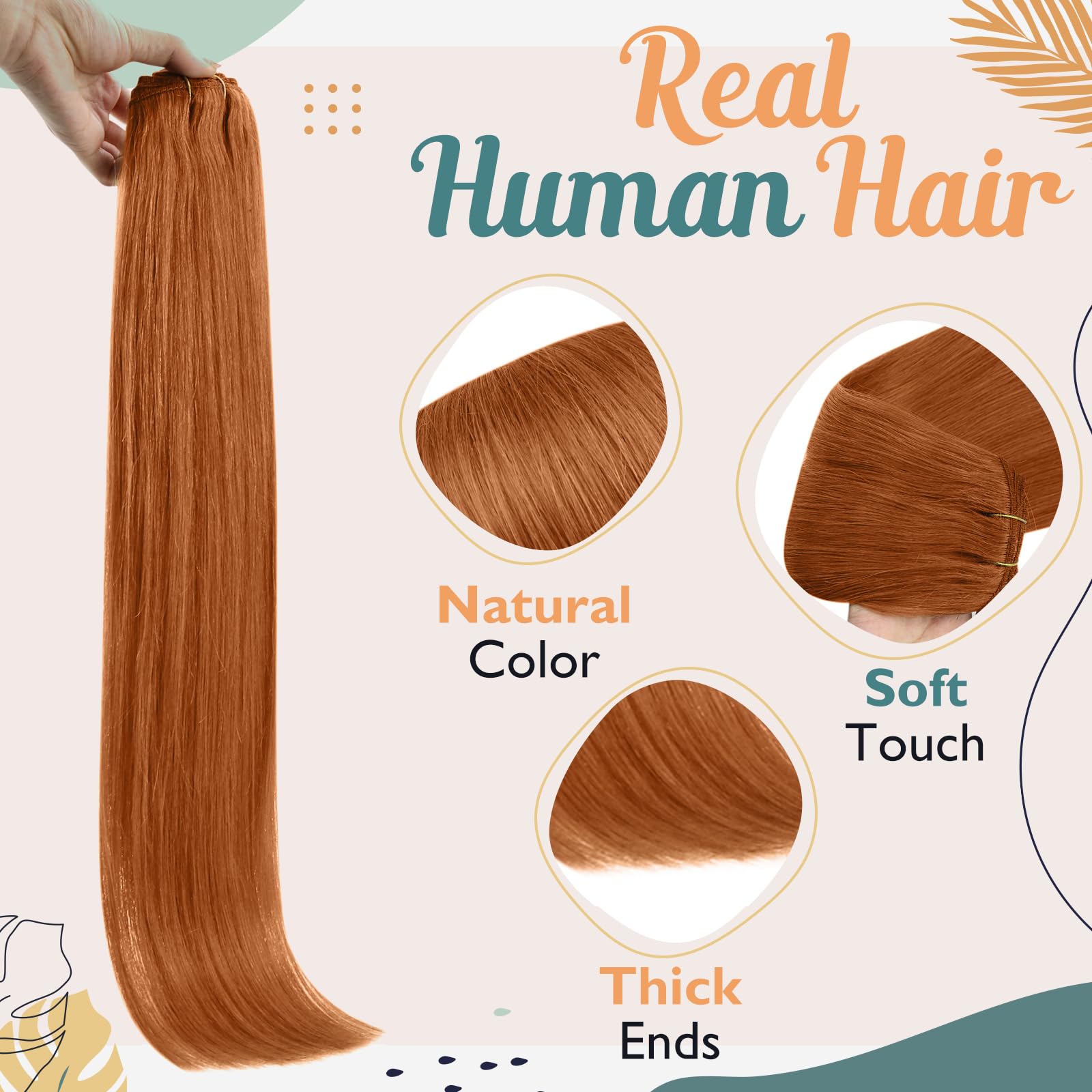 Sunny Copper Clip In Hair Extensions Human Hair Copper Clip In Extensions Colorful Clip In Copper Hair Extensions Real Human Hai