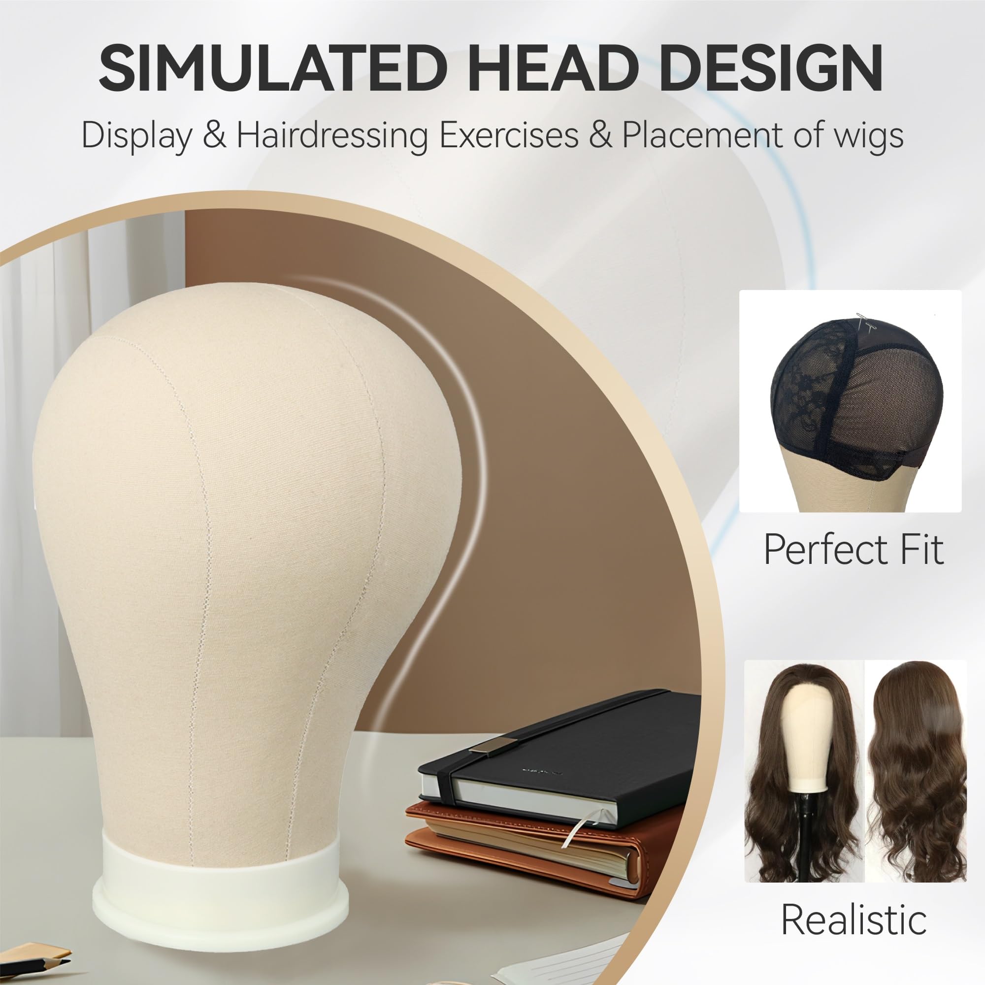 Zqian Beauty 23 Inch Wig Head For Wig, Canvas Mannequin Head With Mount Hole, Manikin Head For Wig Making, Styling And Display,
