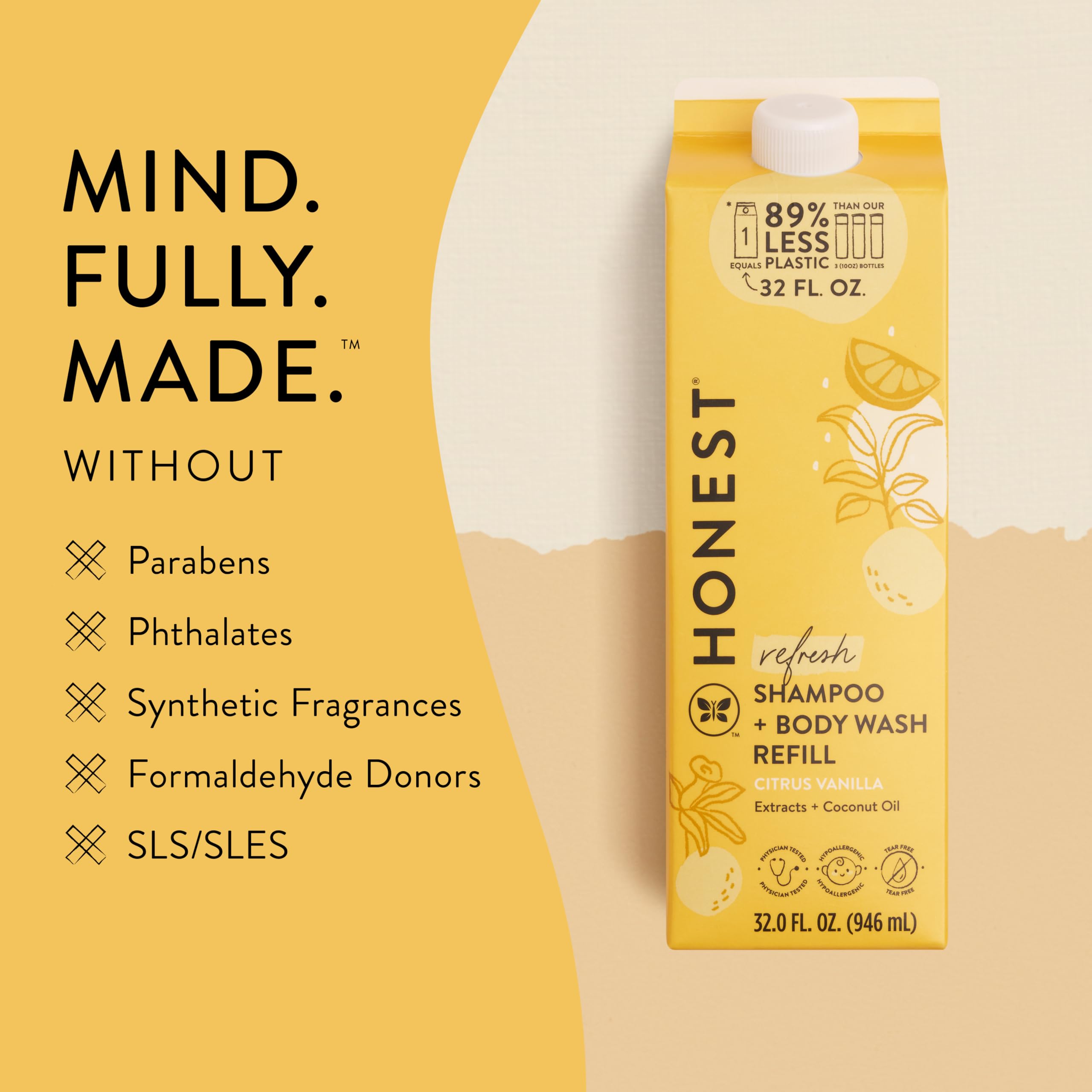 The Honest Company 2-In-1 Cleansing Shampoo + Body Wash Refill Carton | Gentle For Baby | Naturally Derived, Tear-Free, Hypoalle