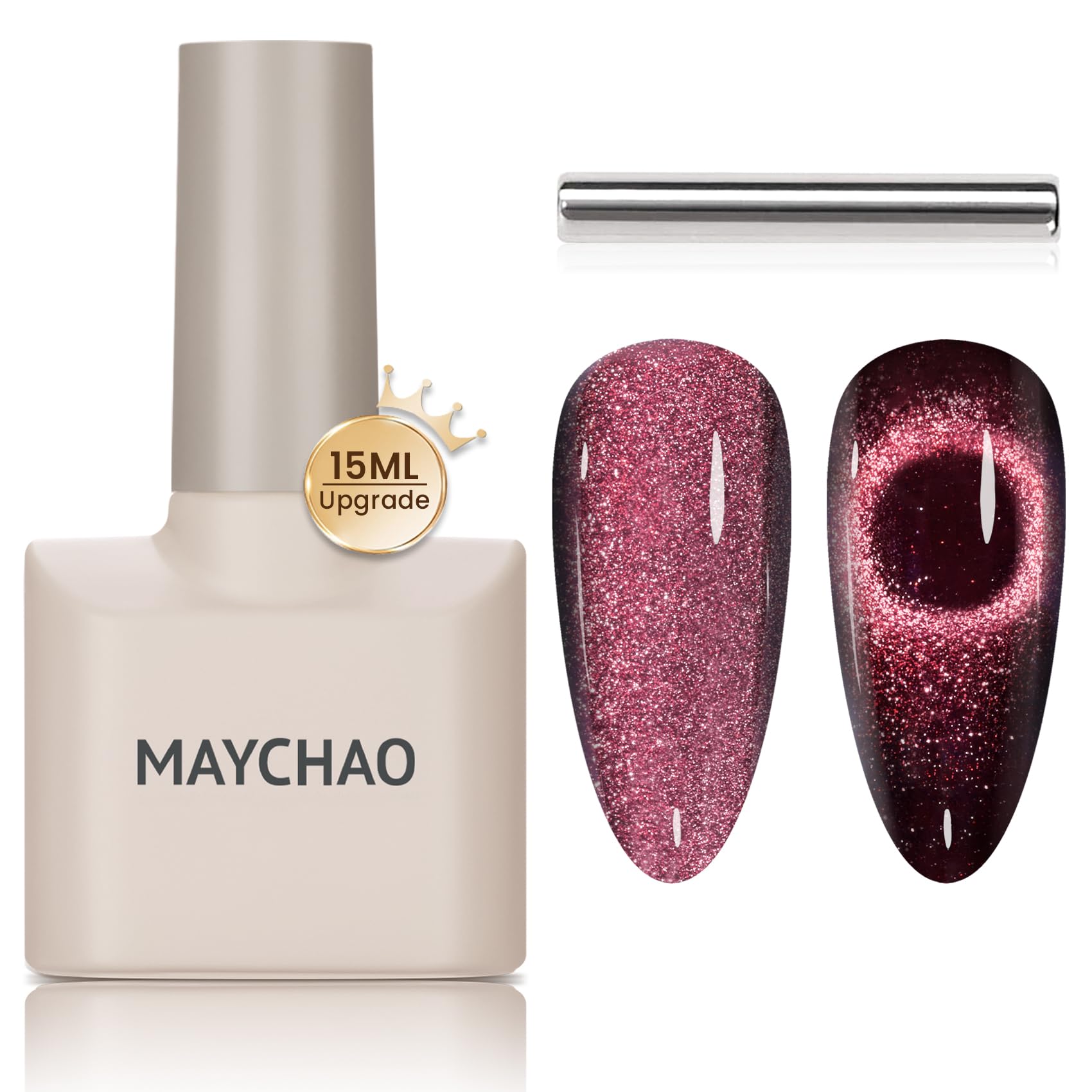 Maychao 15Ml Cat Eye Gel Nail Polish 1Pc Mysterious Red Gel Polish With Magnet Soak Off Holographic Magnetic Nail Polish For Nai