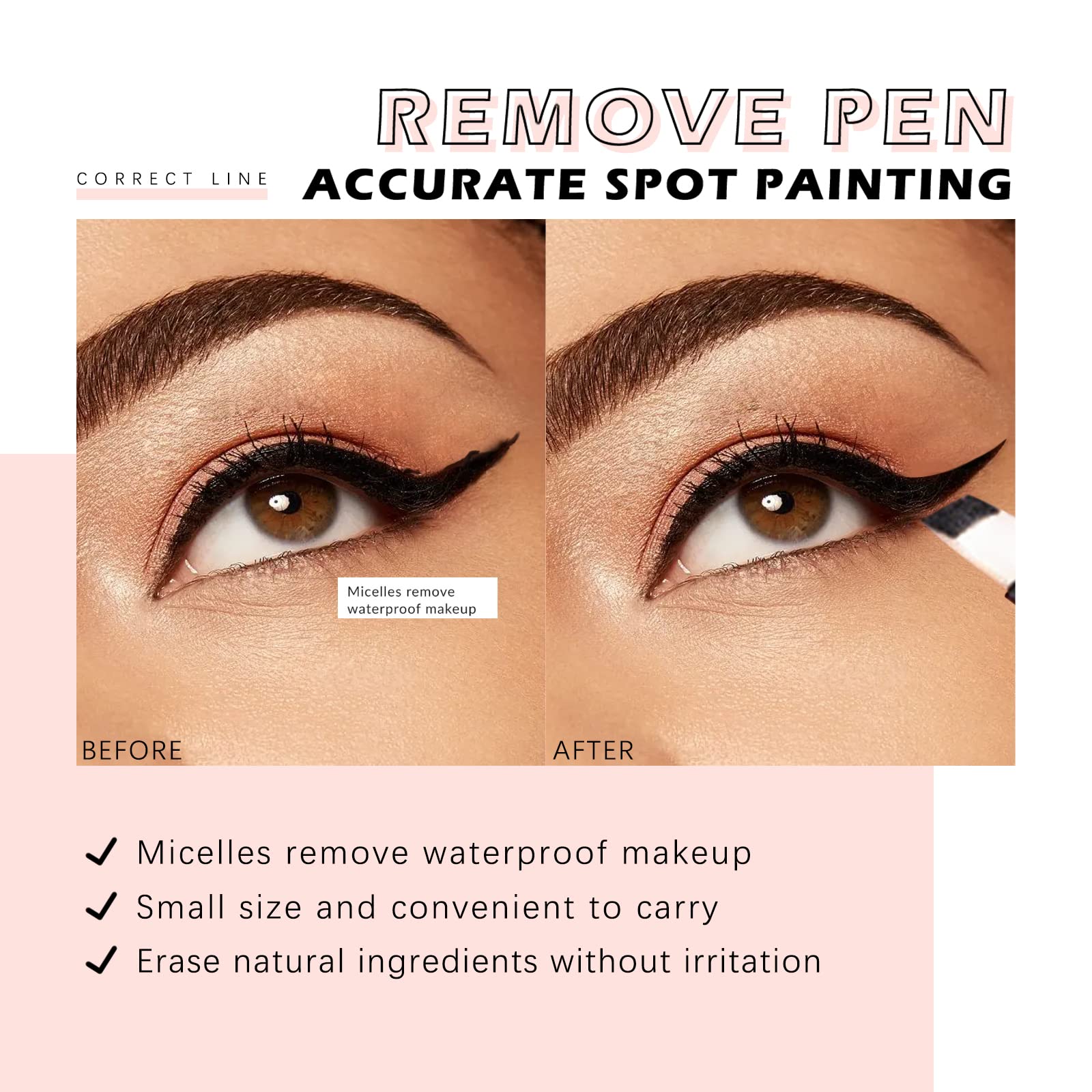 Hosaily 2Pcs Makeup Remover Pen Quick Fix Makeup Cleanser Eraser Pen Correct Makeup Mistakes Makeup Corrector Pen For Eyes Lips