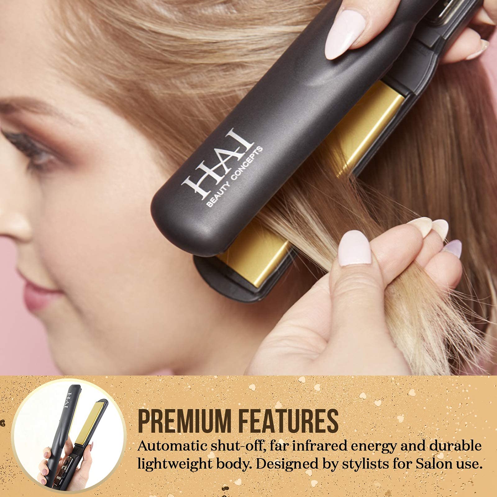 Hai Convertible Flat Iron Hair Straightener For Women - Professional Ceramic Fast Heating Hair Flat Iron With 5 Temperature Leve