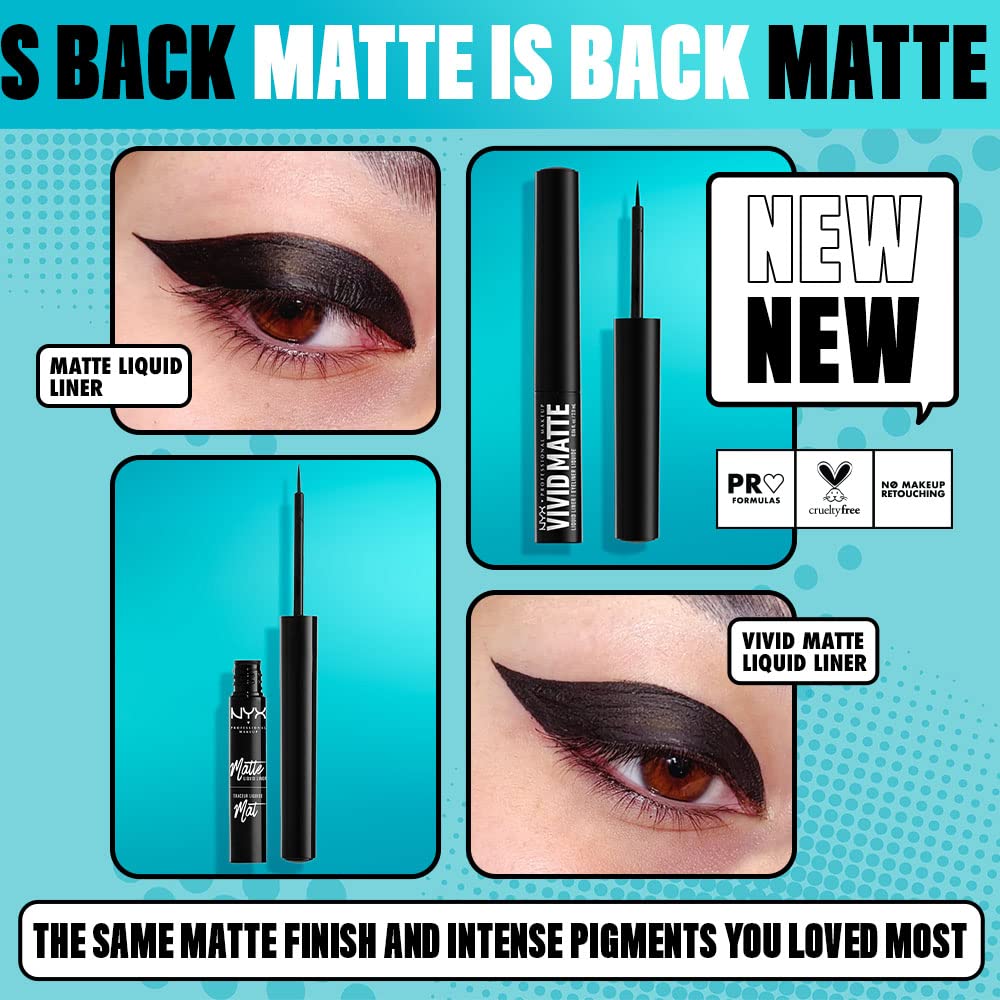 NYX PROFESSIONAL MAKEUP Vivid Matte Liquid Liner, Smear-Resistant Eyeliner with Precise Tip - Black