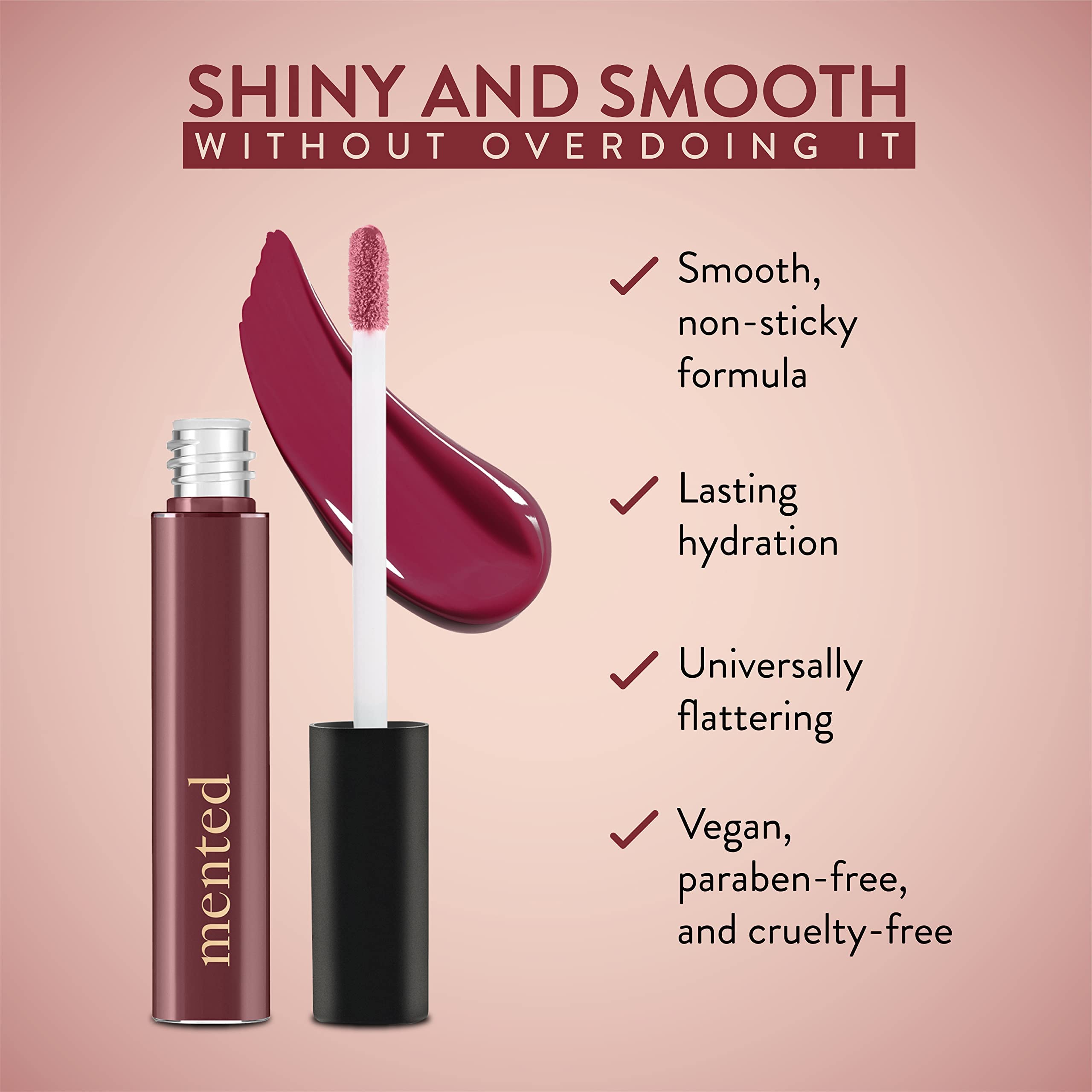Mented Cosmetics | Berry Pink Lip Gloss Shade, Berry Me | Vegan, Paraben-Free, Cruelty-Free Gloss Topper | Long Lasting and Mois