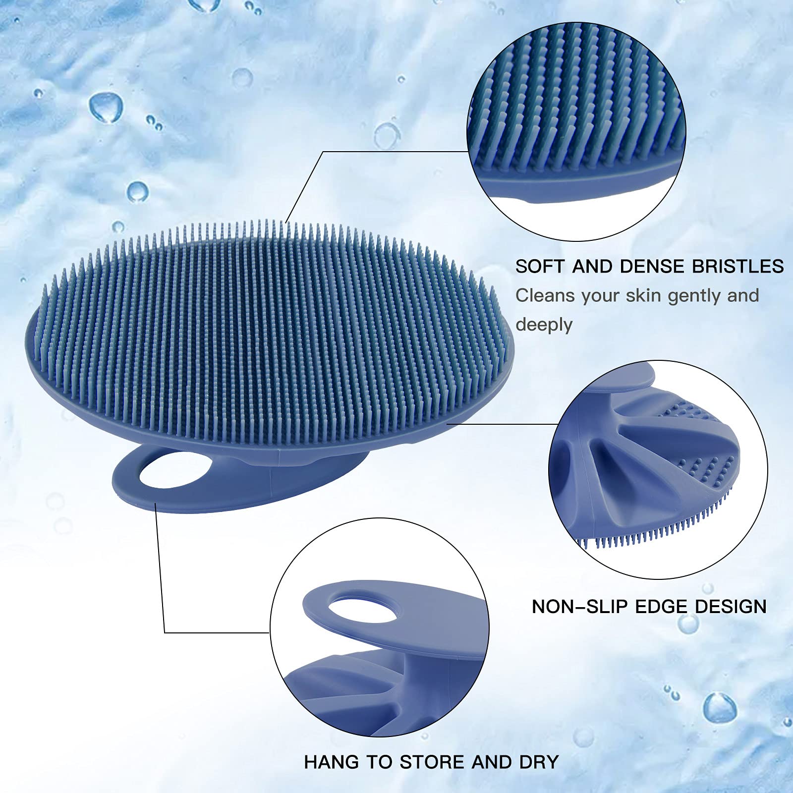 Food-Grade Soft Silicone Body Cleansing Brush Shower Scrubber, Gentle Exfoliating And Massage For All Kinds Of Skin (Pack Of 4)