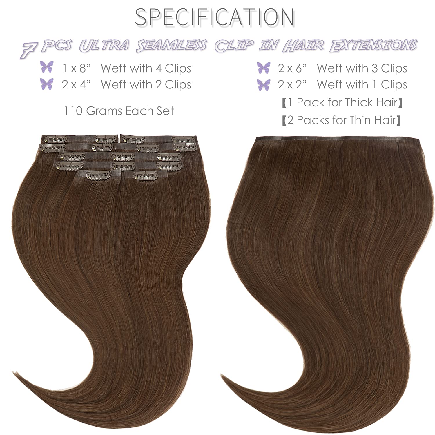 Lacer Hair Seamless Clip in Hair Extensions 9A Grade Virgin Human Hair Ultra Thin PU Weft Natural Hair Extensions Clip in Extens