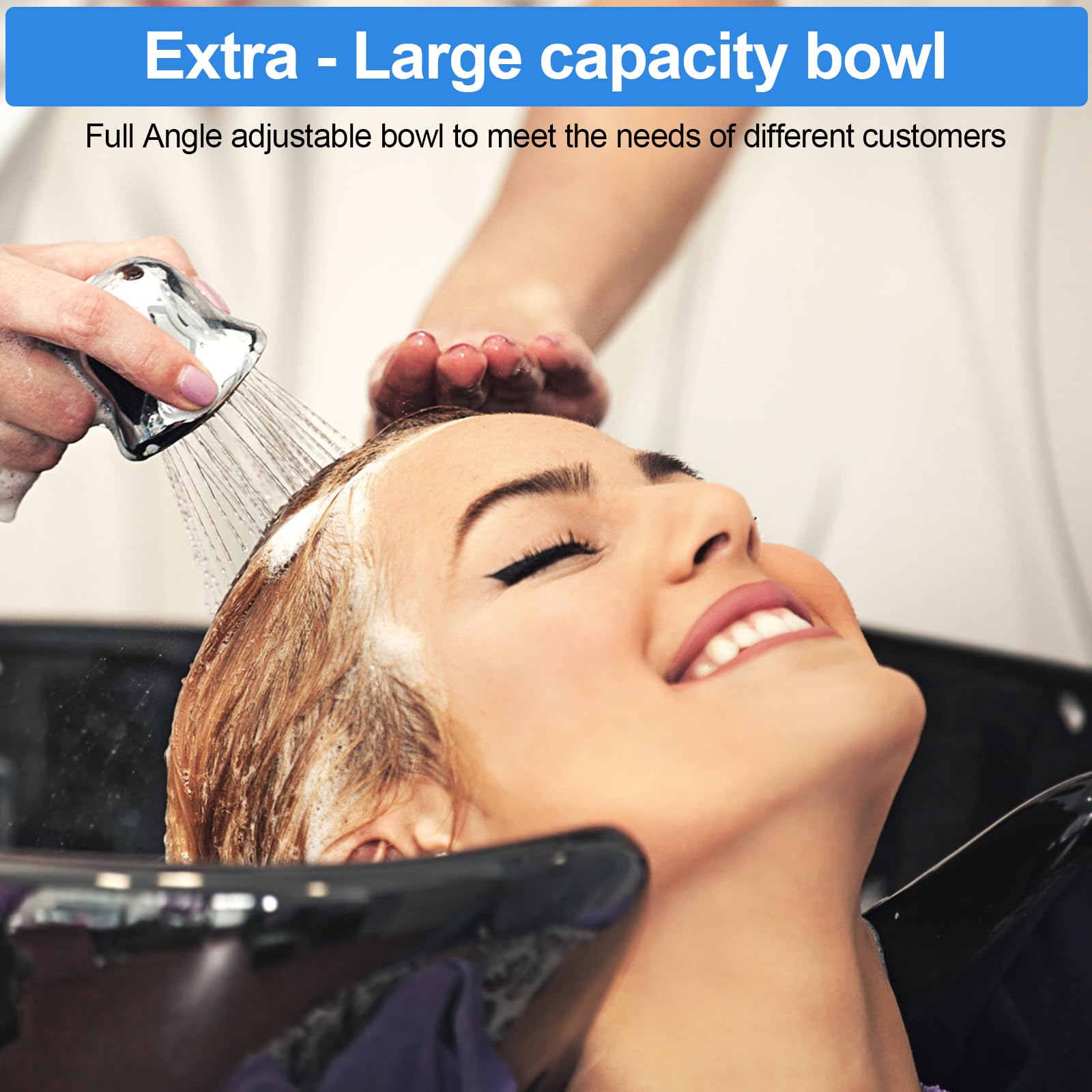 Portable Shampoo Bowl, Salon Deep Shampoo Basin Sink Hair With Drain Hose, Height & Angle Adjustable Washing Bowl For For Home S