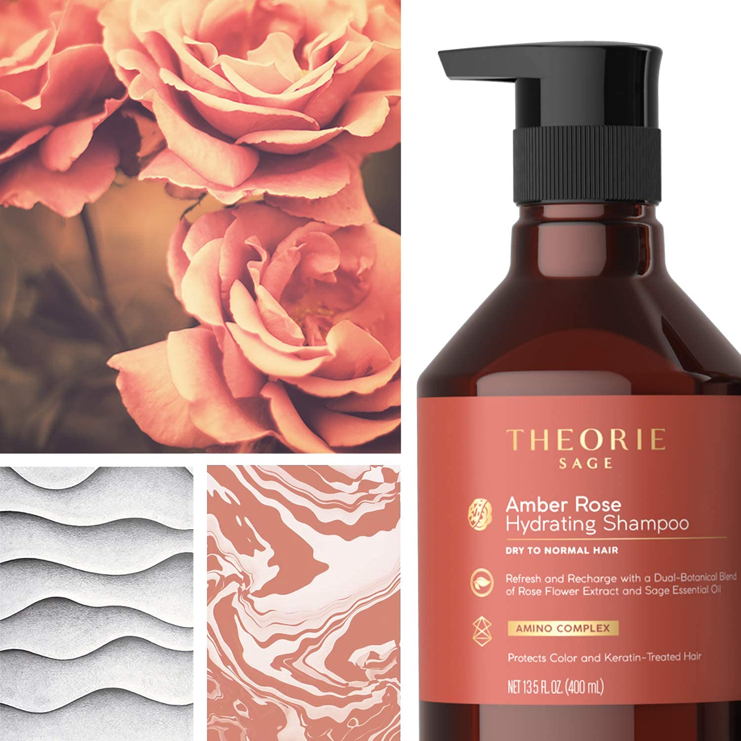 Theorie Amber Rose Hydrating Conditioner- Refresh & Hydrate, Irresistible Scent Of Rose, Jasmine & Amber, Suited For All Hair Ty