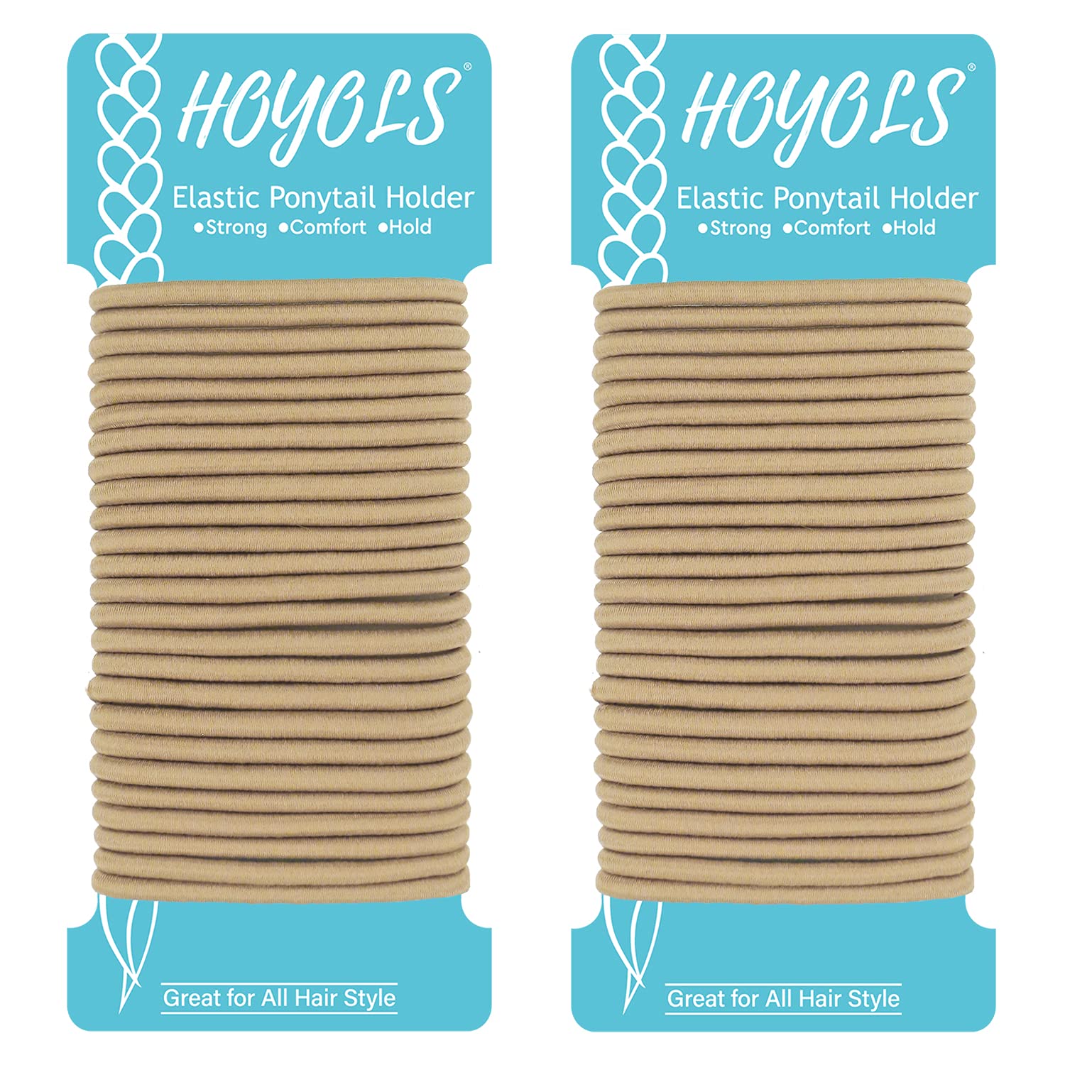 HOYOLS Blonde Ponytail Holders, No Metal Elastic Hair Ties, Braided Hair Bands Scrunchies for Girl Women Medium Hair 50 Count 4m