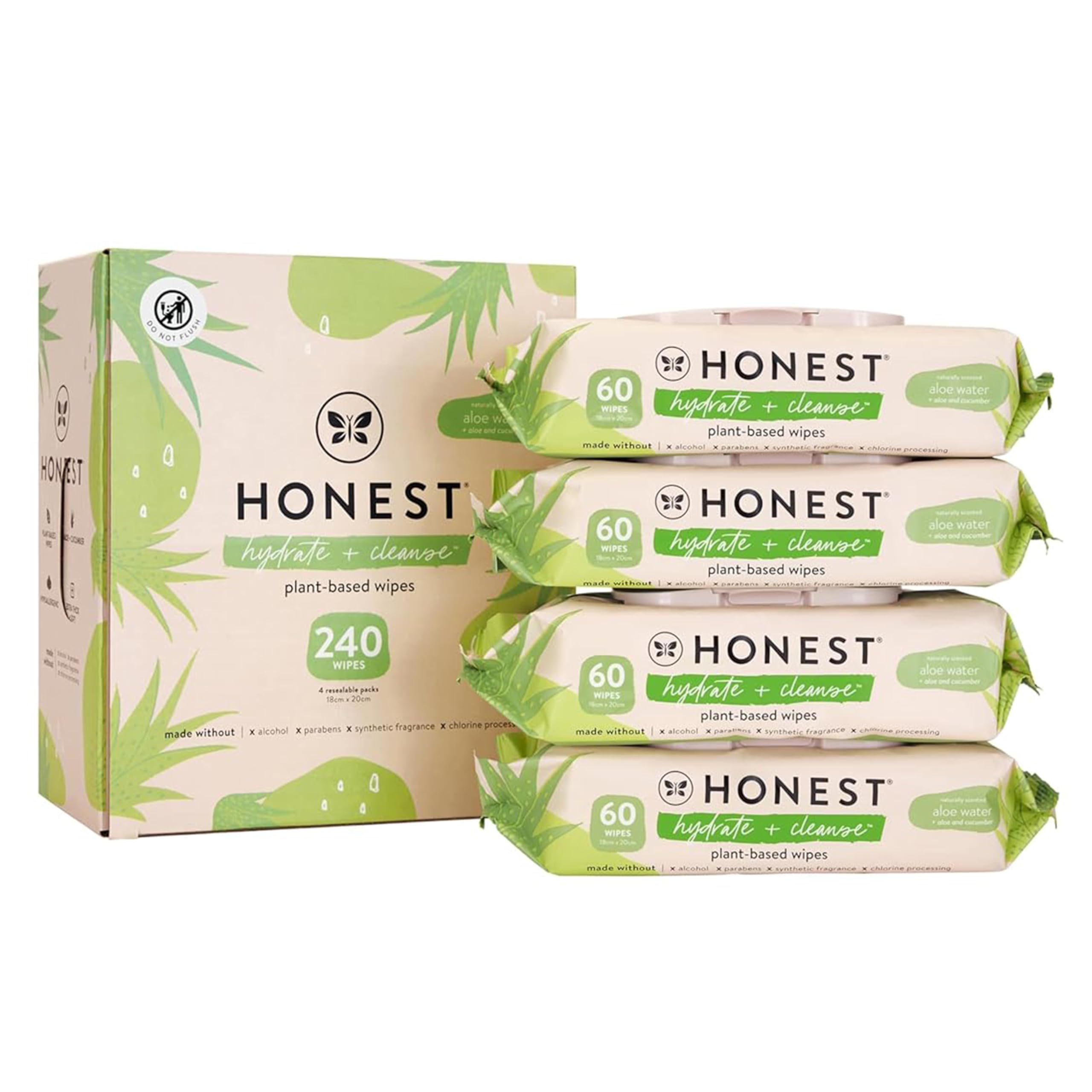 The Honest Company Hydrate + Cleanse Naturally Scented Wipes | Cleansing Multi-Tasking Wipes | 99% Water, Plant-Based, Hypoaller