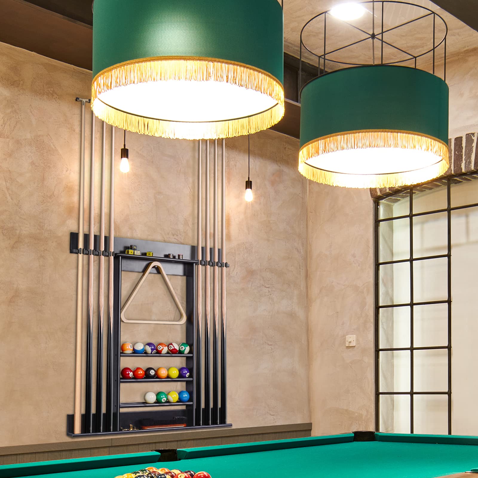 XcSOURcE Pool Stick Holder, Pool cue Rack Wall Mount, 8 Pool cue Holder Wall Billiard cue Rack, Made of 100 Solid Pine Wood, Poo