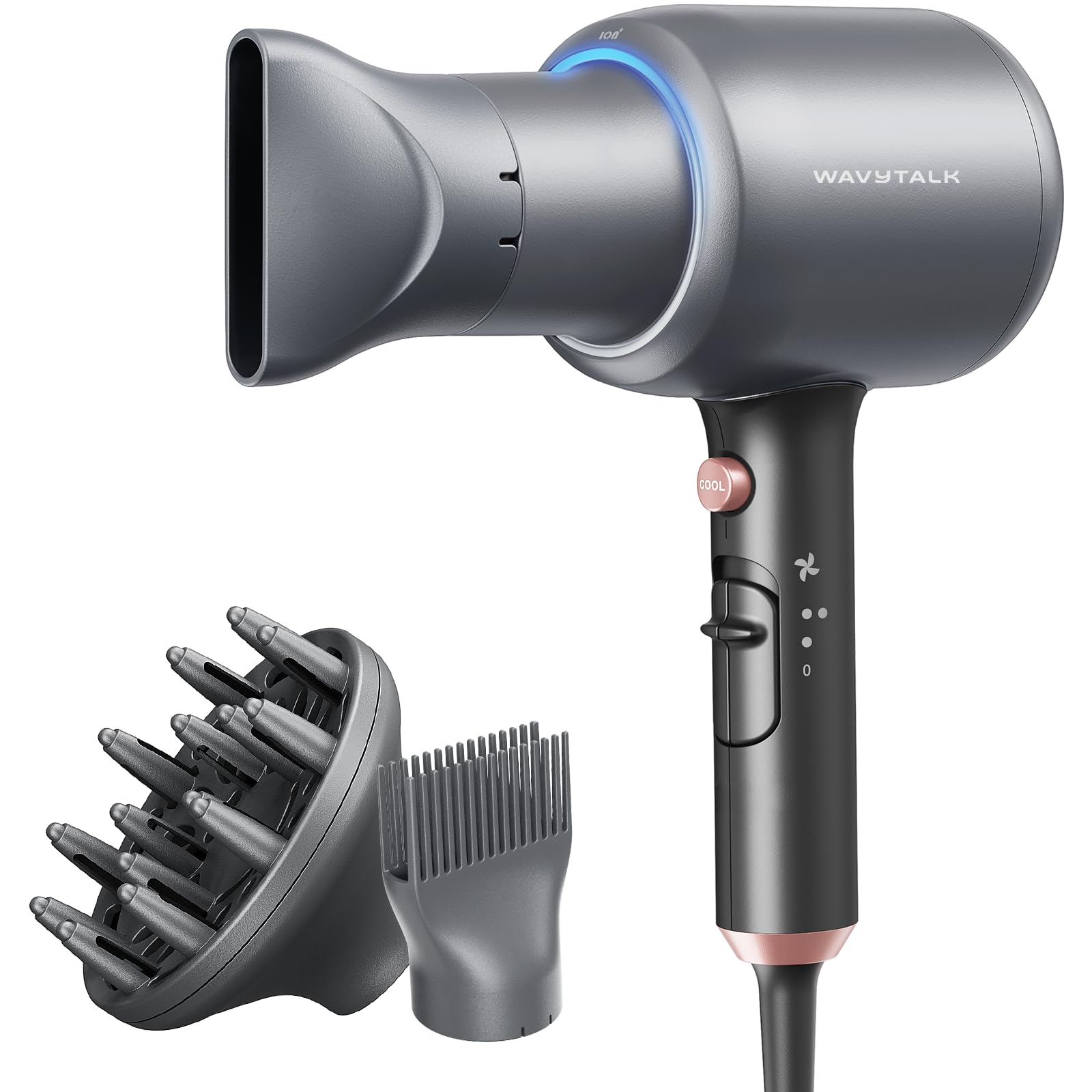 Wavytalk Ionic Hair Blow Dryer with Diffuser for Curly Hair Professional Salon Attachment Diffuser and Concentrator Nozzle for W