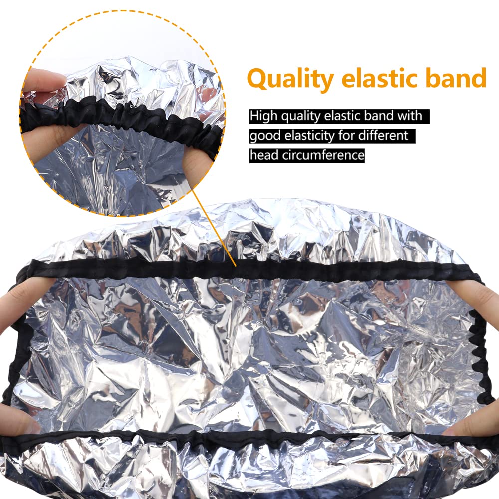 Tcotbe 2 Pieces Conditioning Caps Made Of Aluminum Foil, Thickened Shower Caps For Hot Oil Treatment, Reusable Hair Processing C