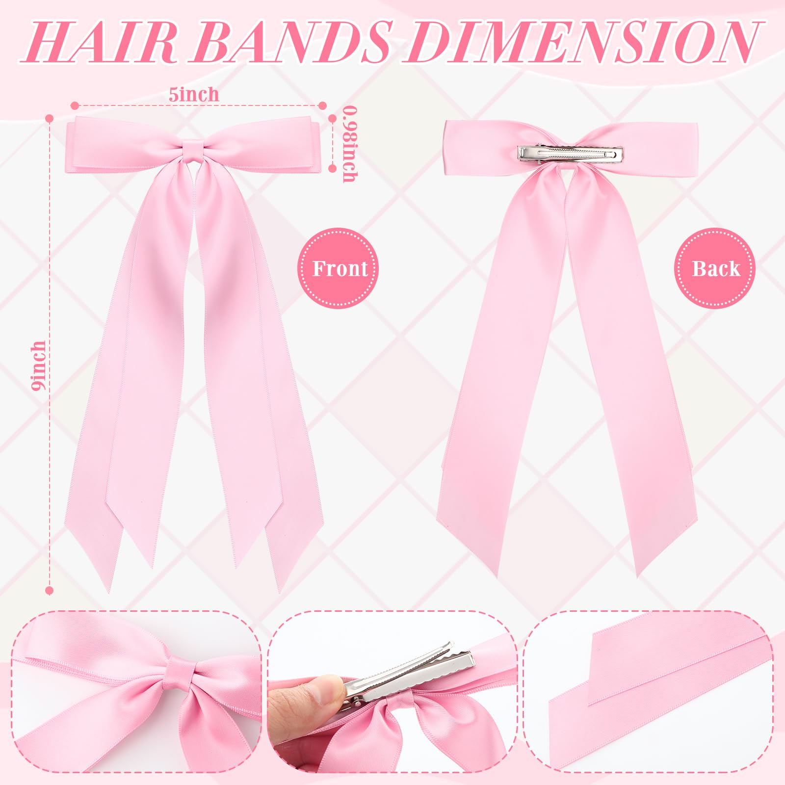 Mimorou 25 Pcs Silky Satin Hair Bows Bulk Hair Clips Bow Knot Hair Ribbon Hair Bow with Long Tails Hair Barrettes Hair Pins Pony