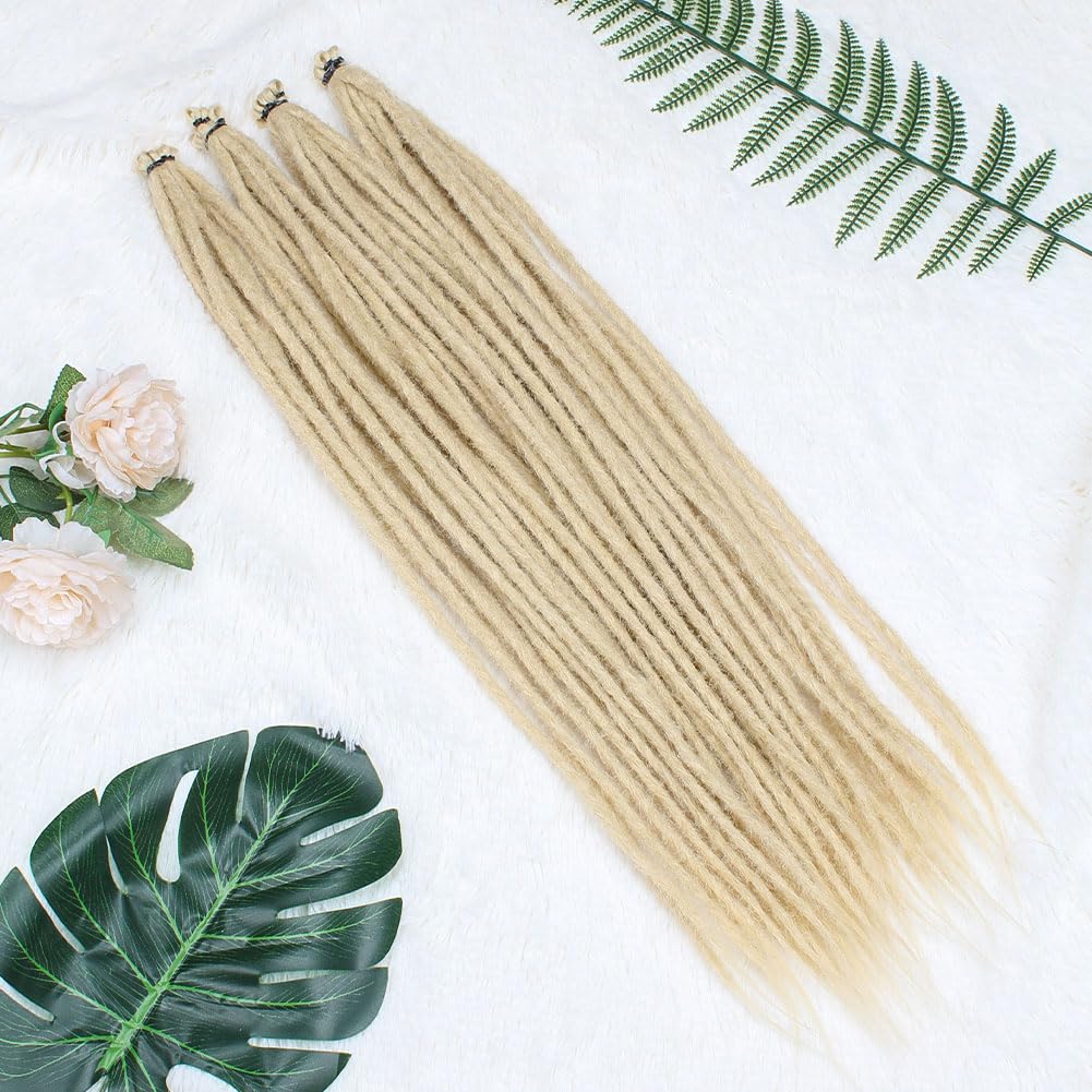 Kraler Dreadlock Extensions, 22 '' 613 Blonde Synthetic Crochet Dreads Extensions 100% Handmade Single Ended Dreads Thin 0.6cm W