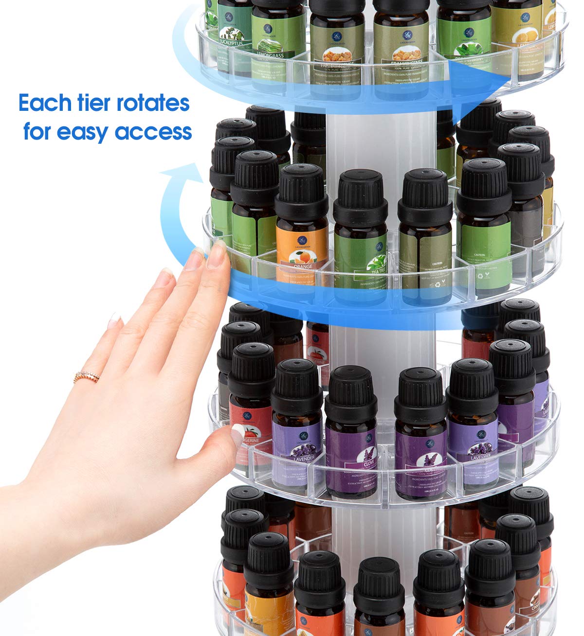 J Jackcube Design Rotating Essential Oil Display Stand Spinning Rack For 75 Bottles(Up To 120) Organizer 5 Tier Storage Holder -