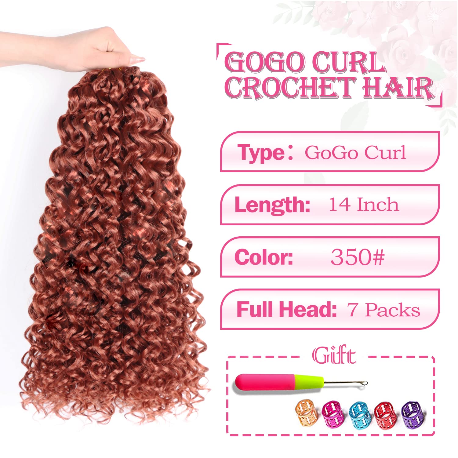 Gogo Curl Crochet Hair 7 Packs Curly Crochet Deep Wave Crochet Hair 14 Inch Curly Hair Crochet For Women Beach Curl Crochet Hair