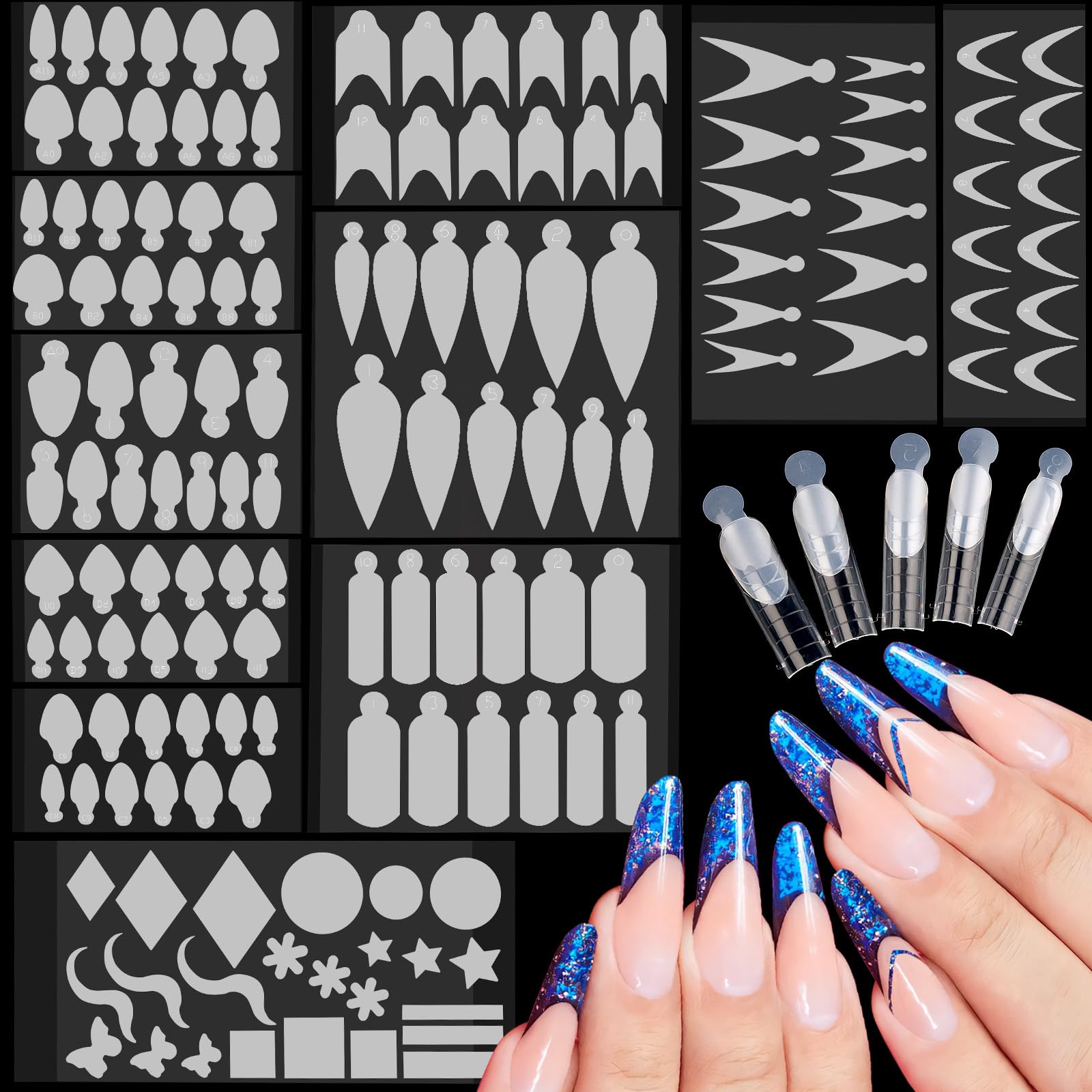 EBANKU French Nail Forms Sticker, 144 PCS Silicone French Tip Nail Stickers French Manicure Stickers for Dual Nail Forms Reusabl