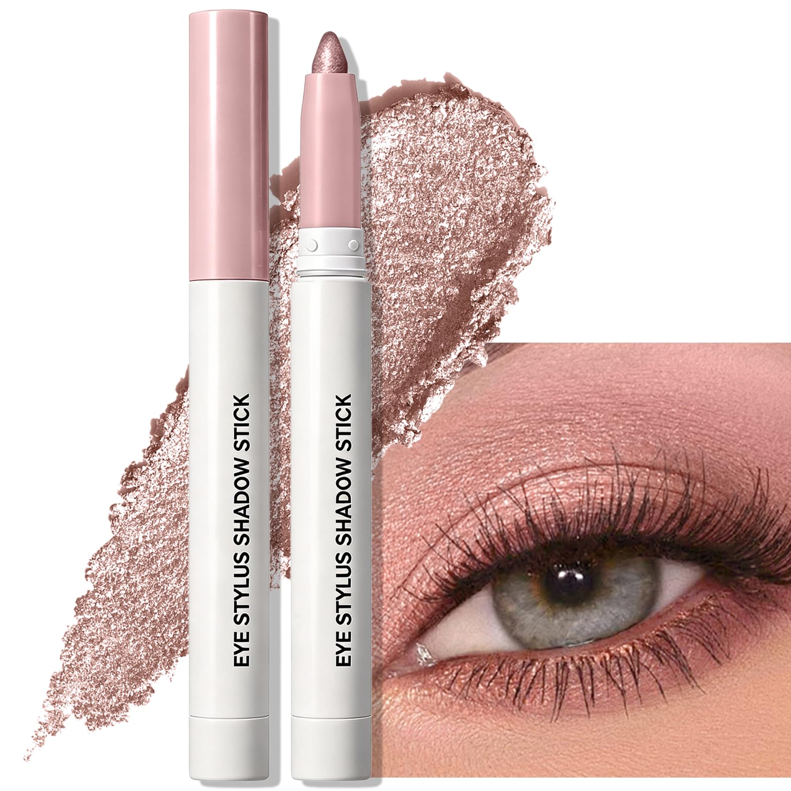 Wugbc Cream Eyeshadow Stick, Longwear Shimmer Eye Shadow for Older Women, CreaseProof Metallic Eyeshadow MultiUse Eye Liner Bl