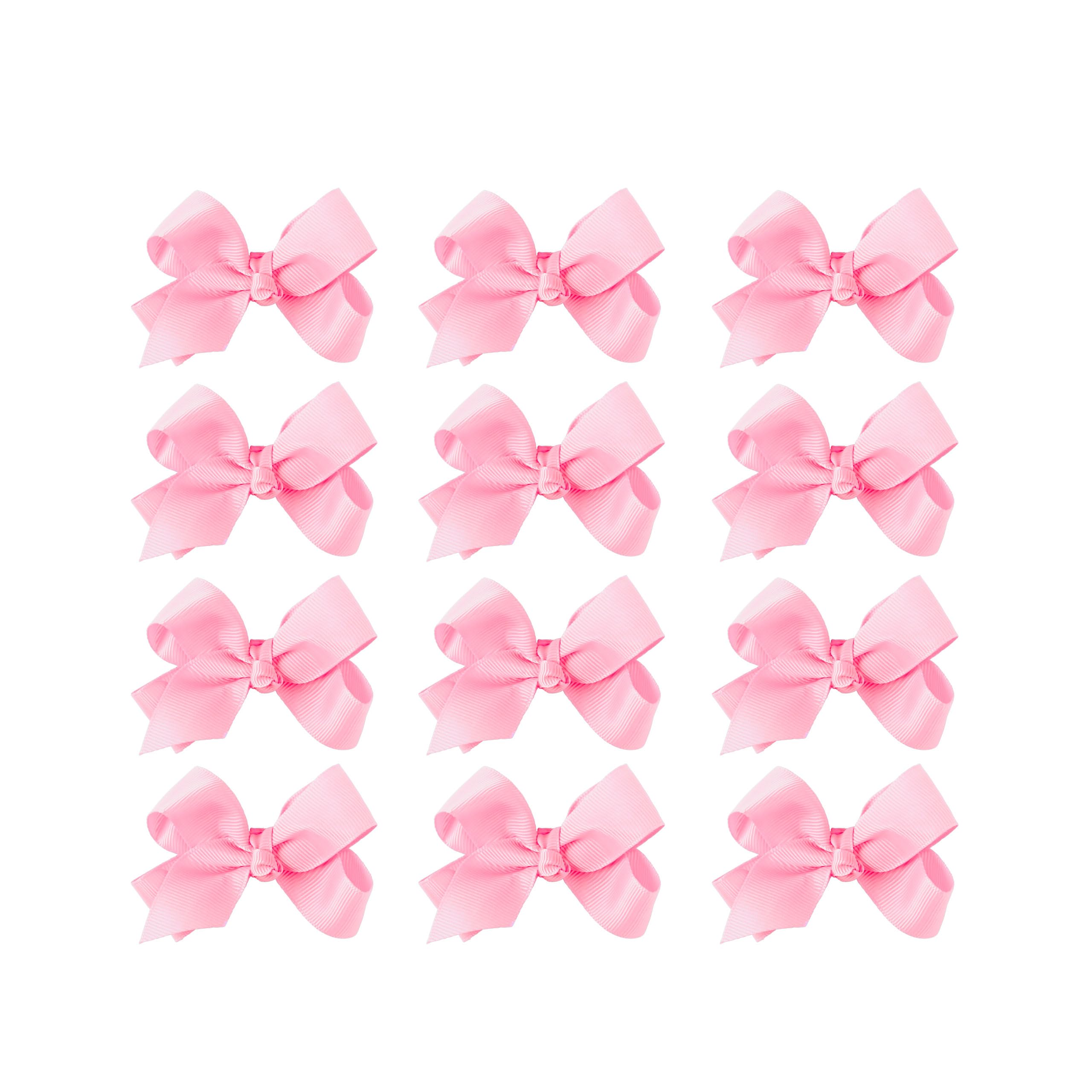 Small Solid Bow for Girls - Set of 12 (Light Pink)