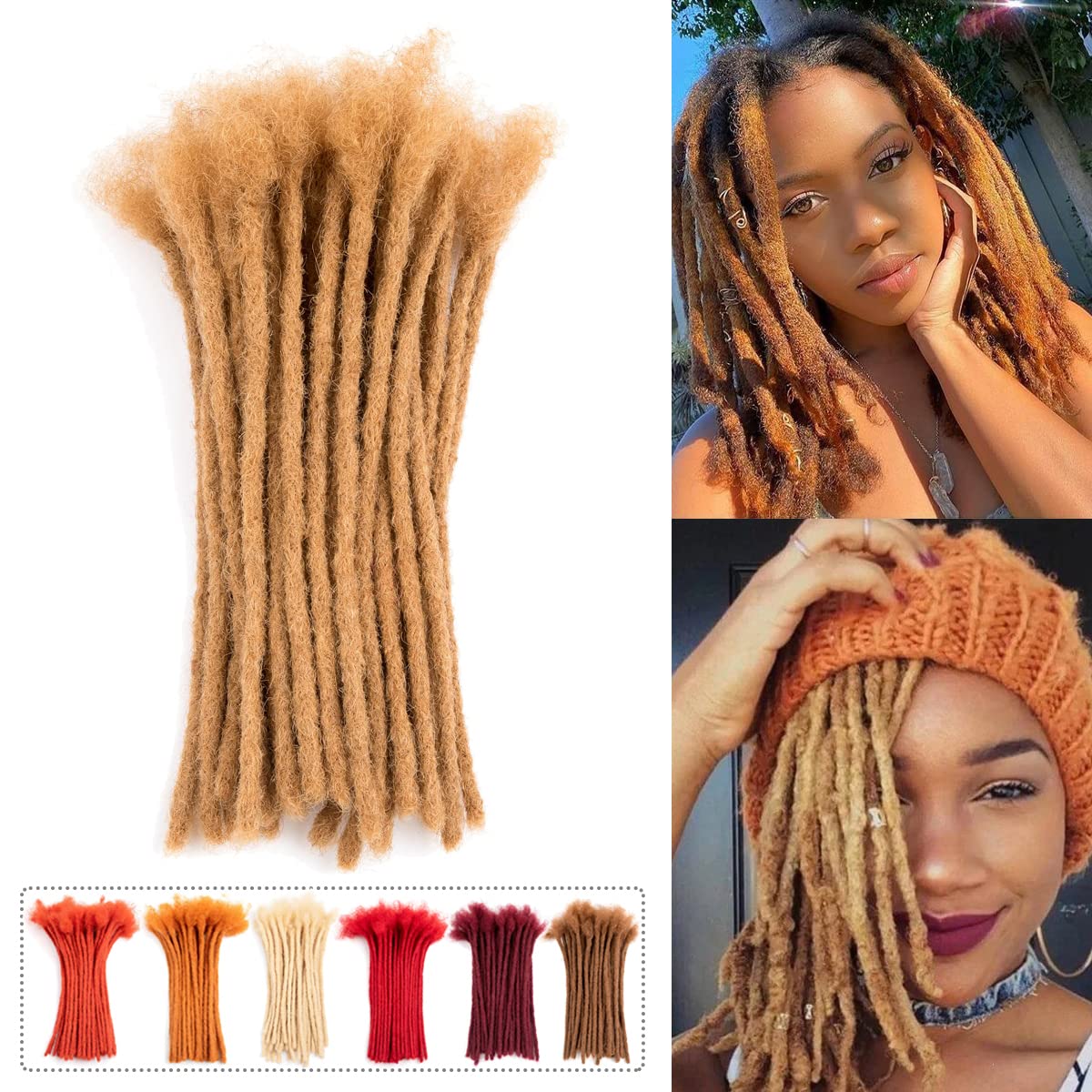 Teresa Small 0.4cm and Medium 0.8cm 100% Human Hair Dreadlock Extensions for Men/Women/KidsPermanent Dread Locs Human Hair Bundl