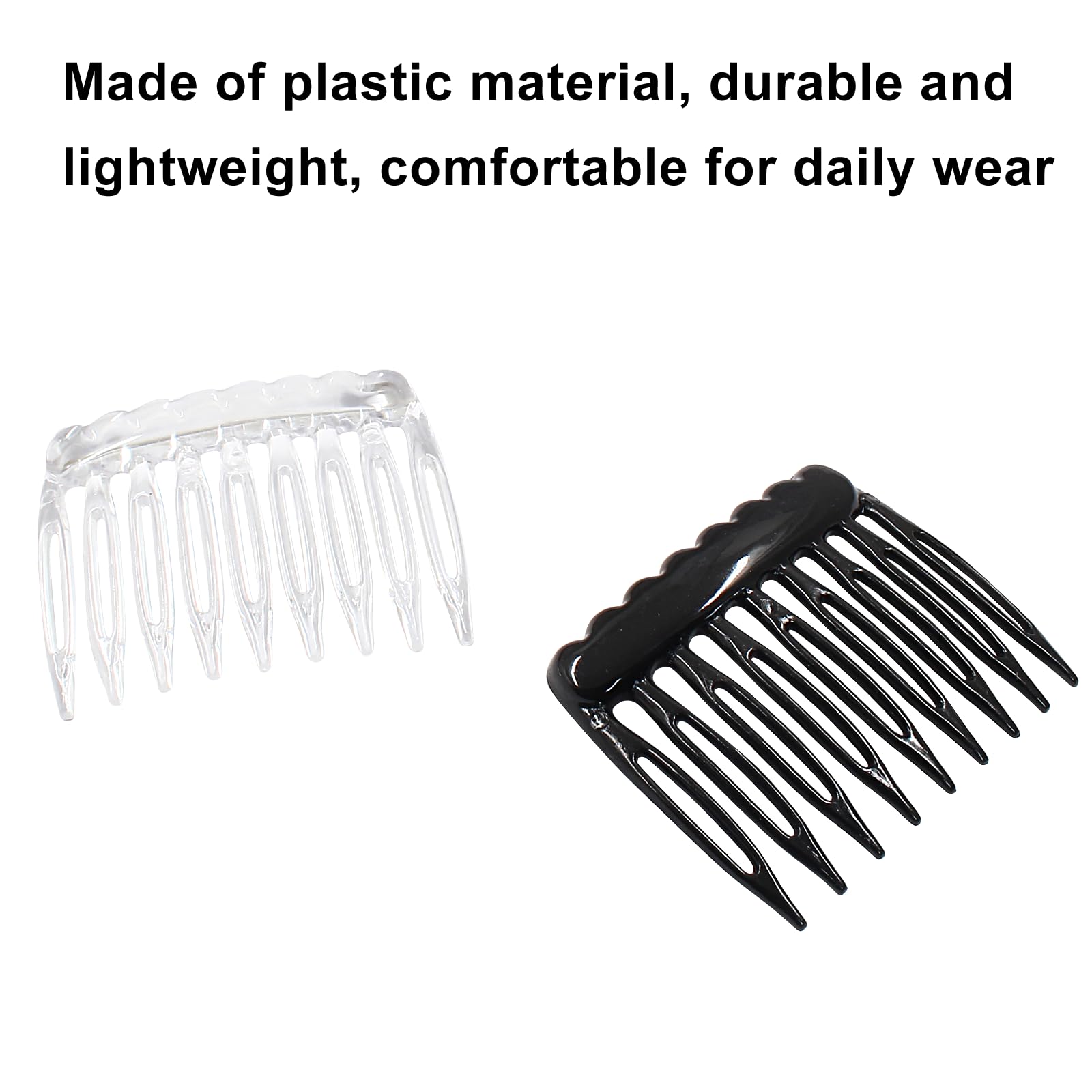 Coufce 24 Pieces Plastic Hair Side Combs Small French Twist Comb Teeth Hair Clips Women Girls Bridal Wedding Veil(Black, Clear)