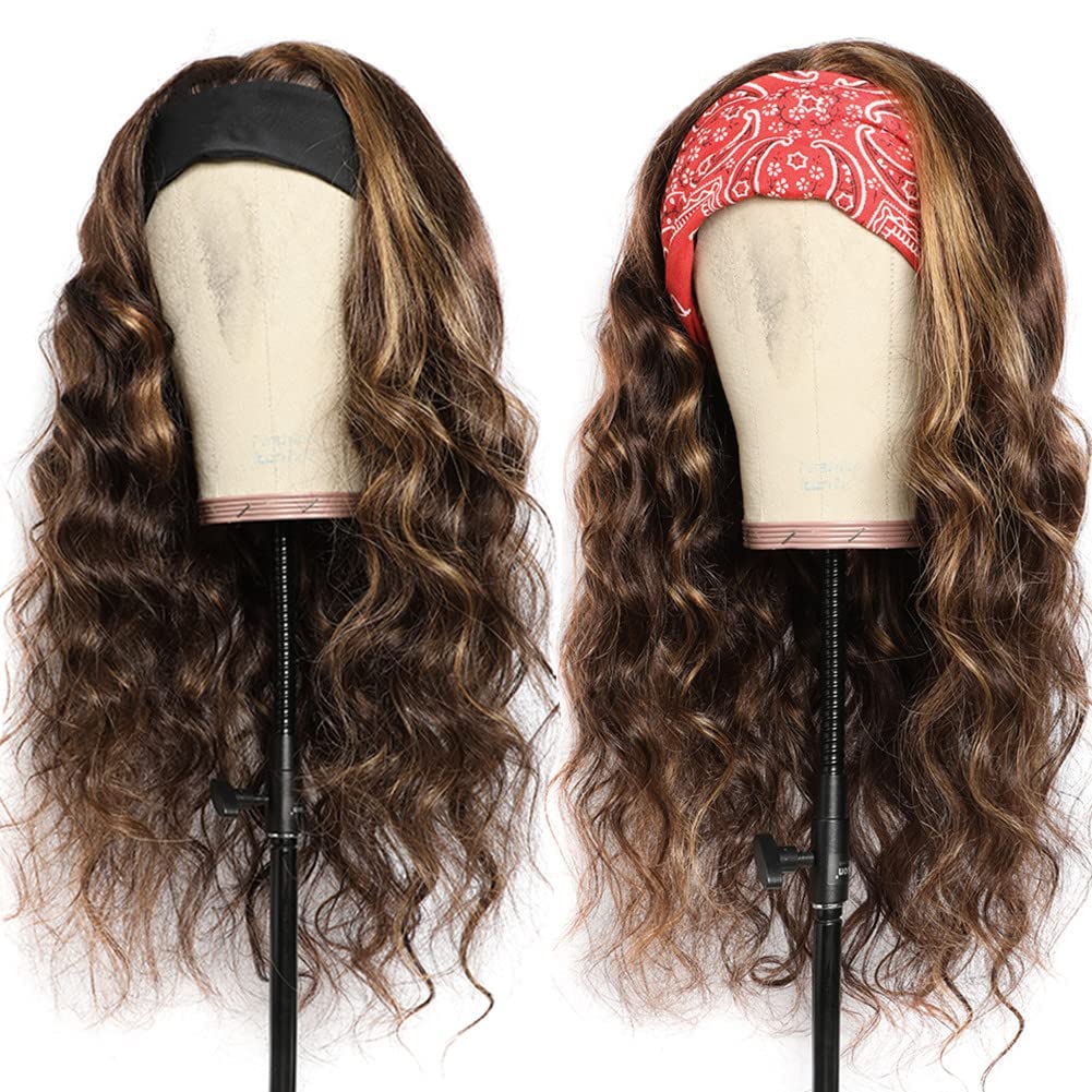 Higher Ombre Headband Wig Human Hair 20 Inch Body Wave #4/27 150% Density Glueless for Black Women