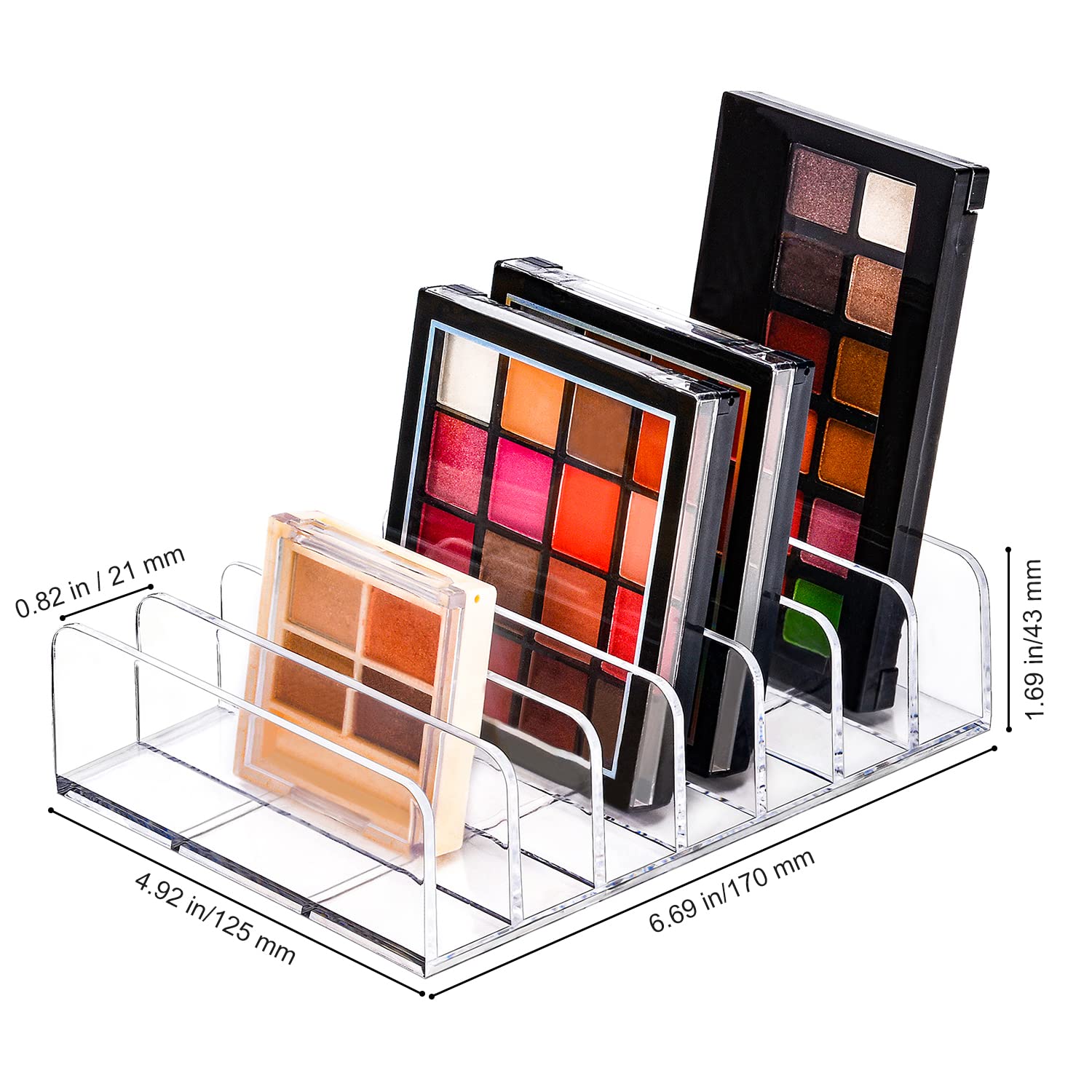 Jesslab Eyeshadow Palette Makeup Organizer, Acrylic 7-Section Divided Make Up Organizers And Storage For Bathroom Vanity Counter