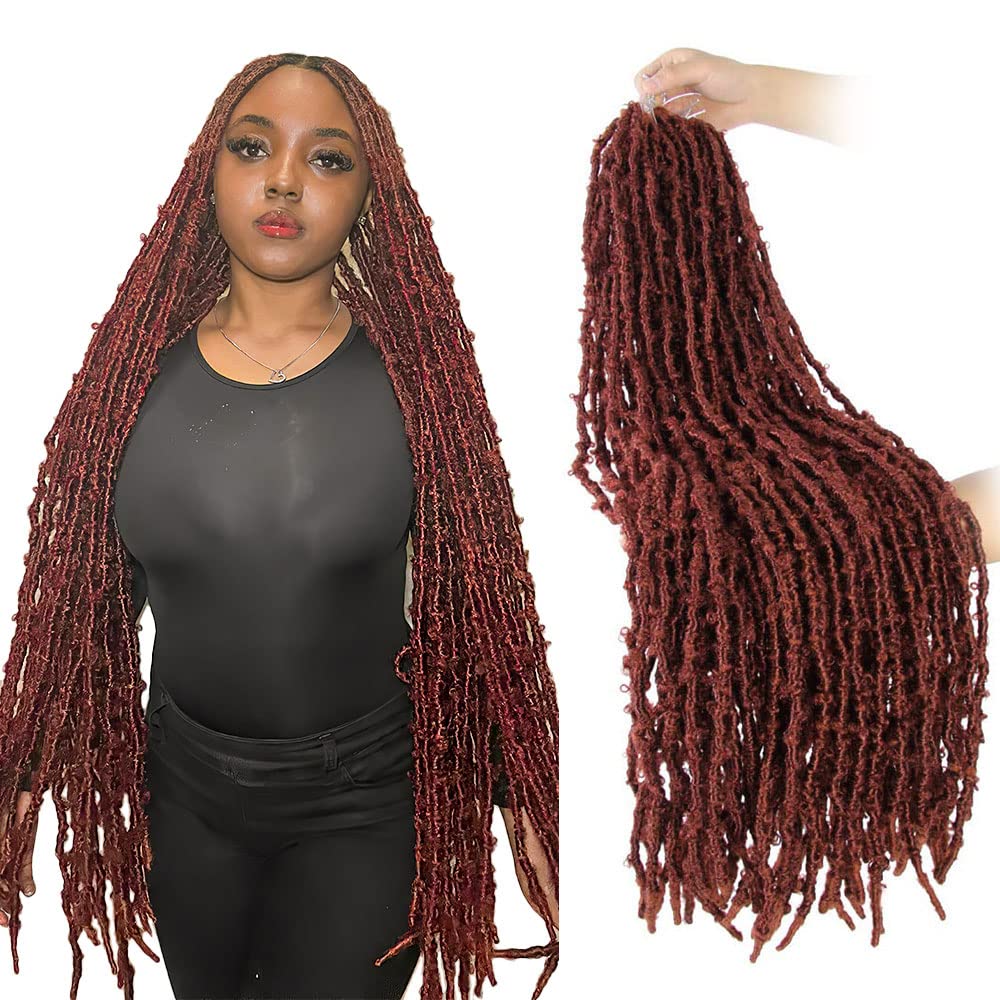 BOHOBABE 30 Inch Light Weight Butterfly Locs Crochet Hair 8 Packs Long Ginger Red Distressed Butterfly Faux Locs Crochet Hair, 3