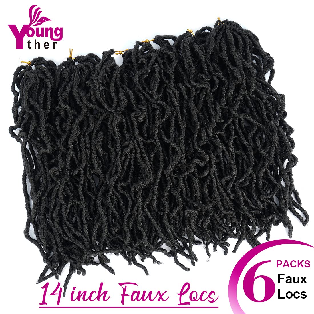 Youngther New Faux Locs Crochet Hair 14 Inch 6 Packs Fashion Extended Soft Locs For Black Women Most Natural Locs Crochet Braidi