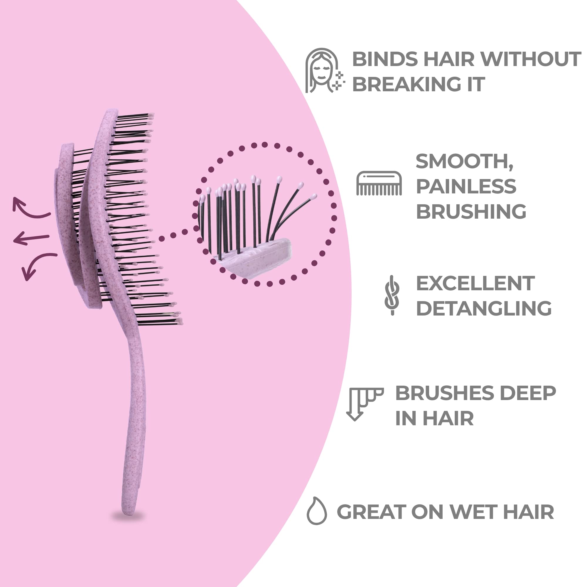 Ninabella Organic Detangling Hair Brush for Women, Men & children - Does not Pull on Hair - Hair Straightening Brushes for Strai