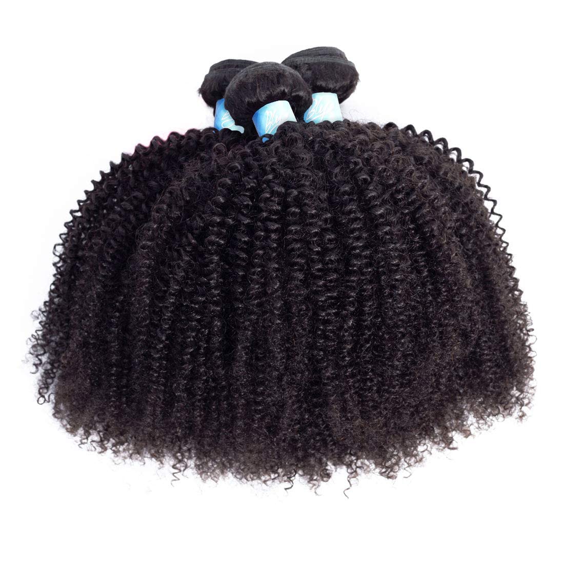 BLY Mongolian Afro Kinky Curly Human Hair 3 Bundles (8 8 8inches) Unprocessed Hair Weave Weft Big Hair for Black Women Natural C