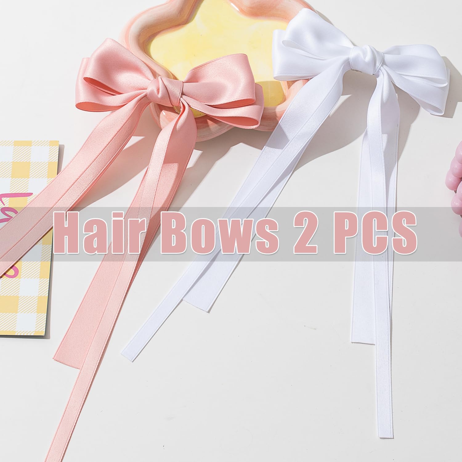 Large Hair Bows 2 Pcs Ribbon Bow For Women,Hair Bows For Women,Oversized Long-Tail Cute Aesthetic Hair Accessories,Large Hair Ba