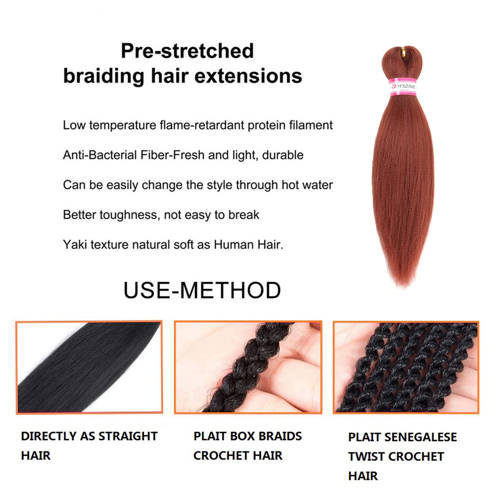 Ginger Braiding Hair Pre Stretched 12 Inch 8 Packs Braiding Hair Extensions For Crochet Box Braids Twists Locs Hair Itch Free So