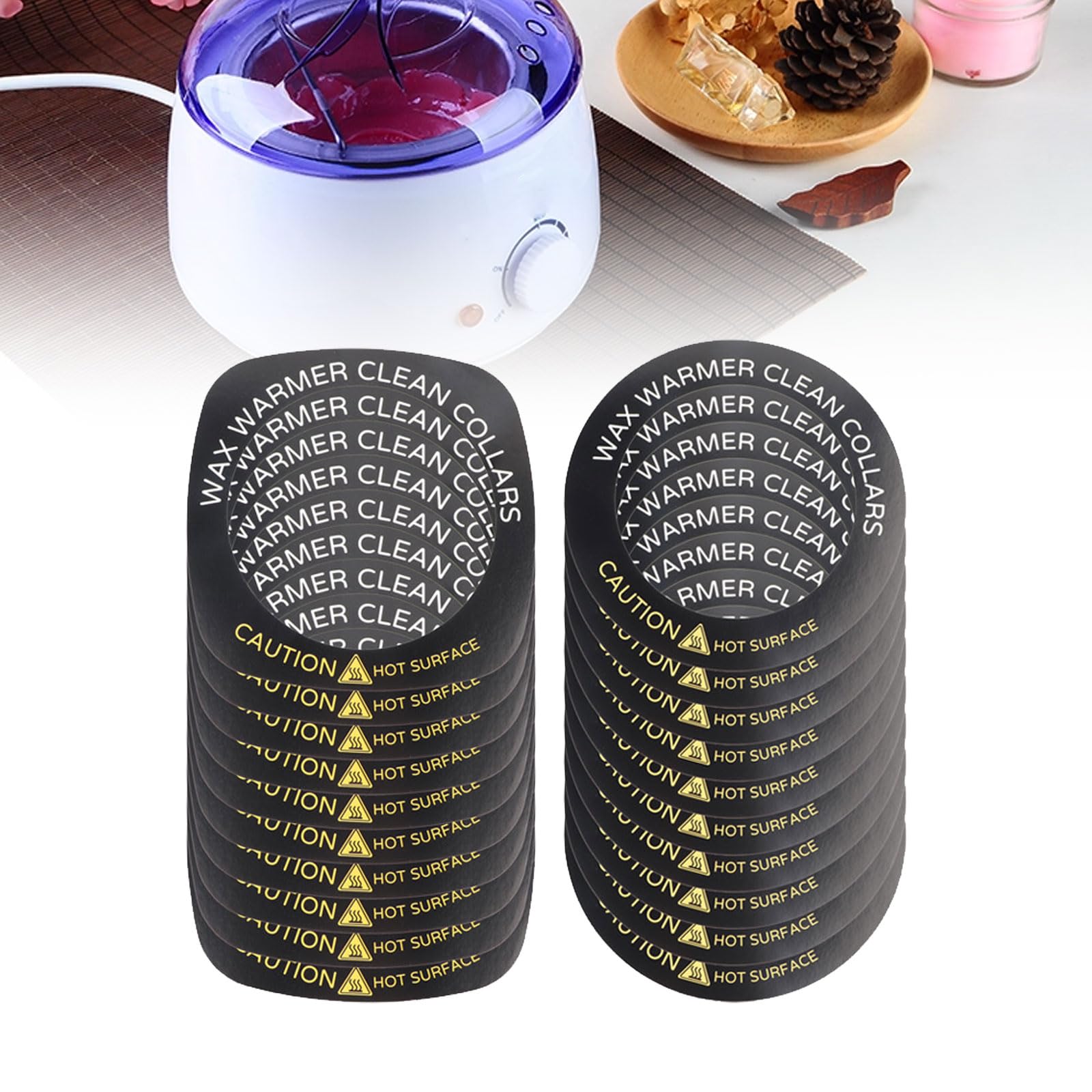 100pcs Wax Collars for Wax Pot, Disposable Wax Warmer Liners, 50pcs Round+50pcs Quadrate Wax Warmer Collars Compatible with Most