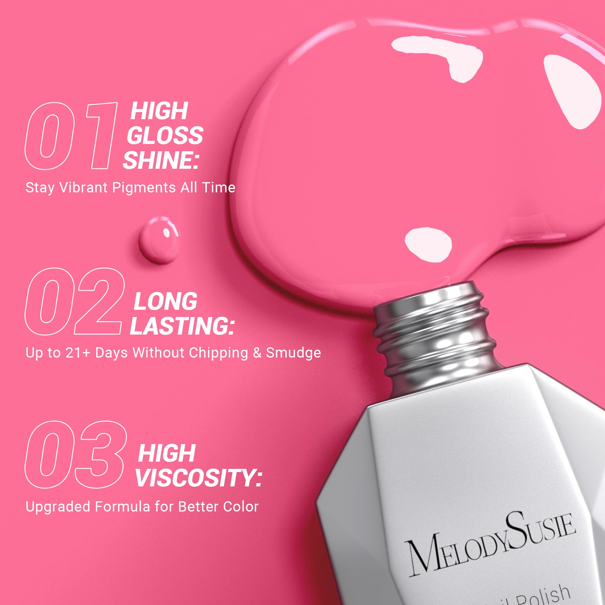 Melodysusie Thick Pink Gel Nail Polish,0.5Fl Oz Rose Pink Nails Soak Off Uv Led Red Pink Gel Polish Christmas Gift For Women Nai