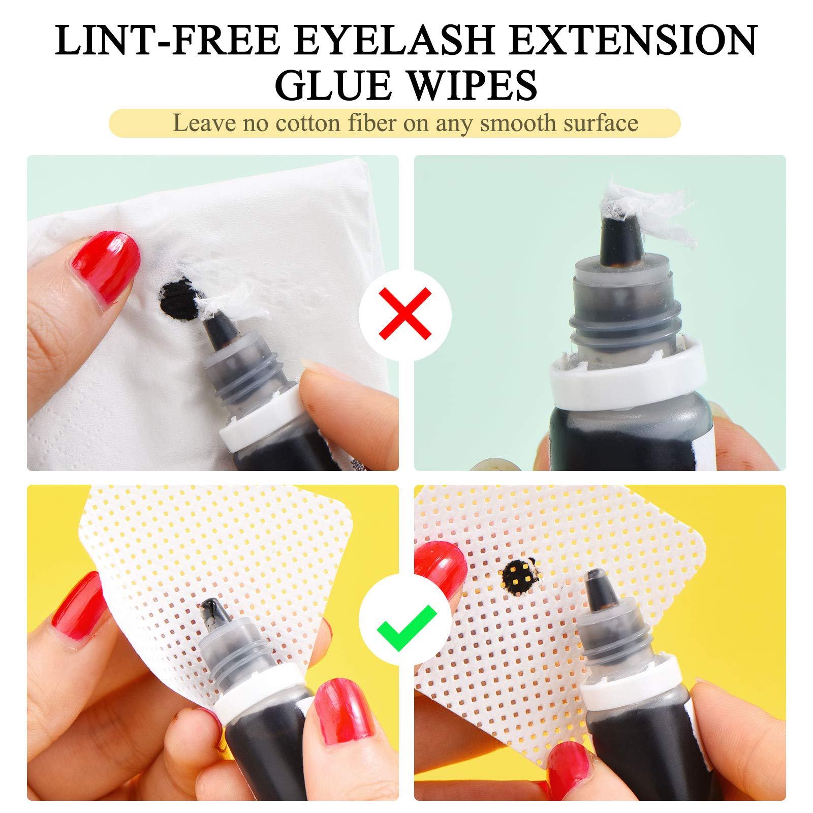 1000 Pieces Eyelash Extension Glue Wipes Eyelash Glue Cleaner Non Woven Fabric Glue Wipes Lash Supplies Accessories Tools For Ey