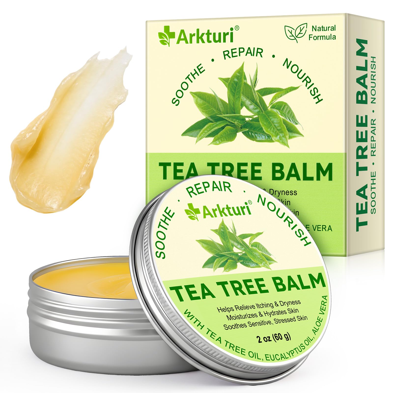 ABOUME Tea Tree Oil Balm, Tea Tree Balm Help Dry, Itchy & Fungal-Prone Skin, Soothing Moisturizing Balm Suitable for Feet, Heels