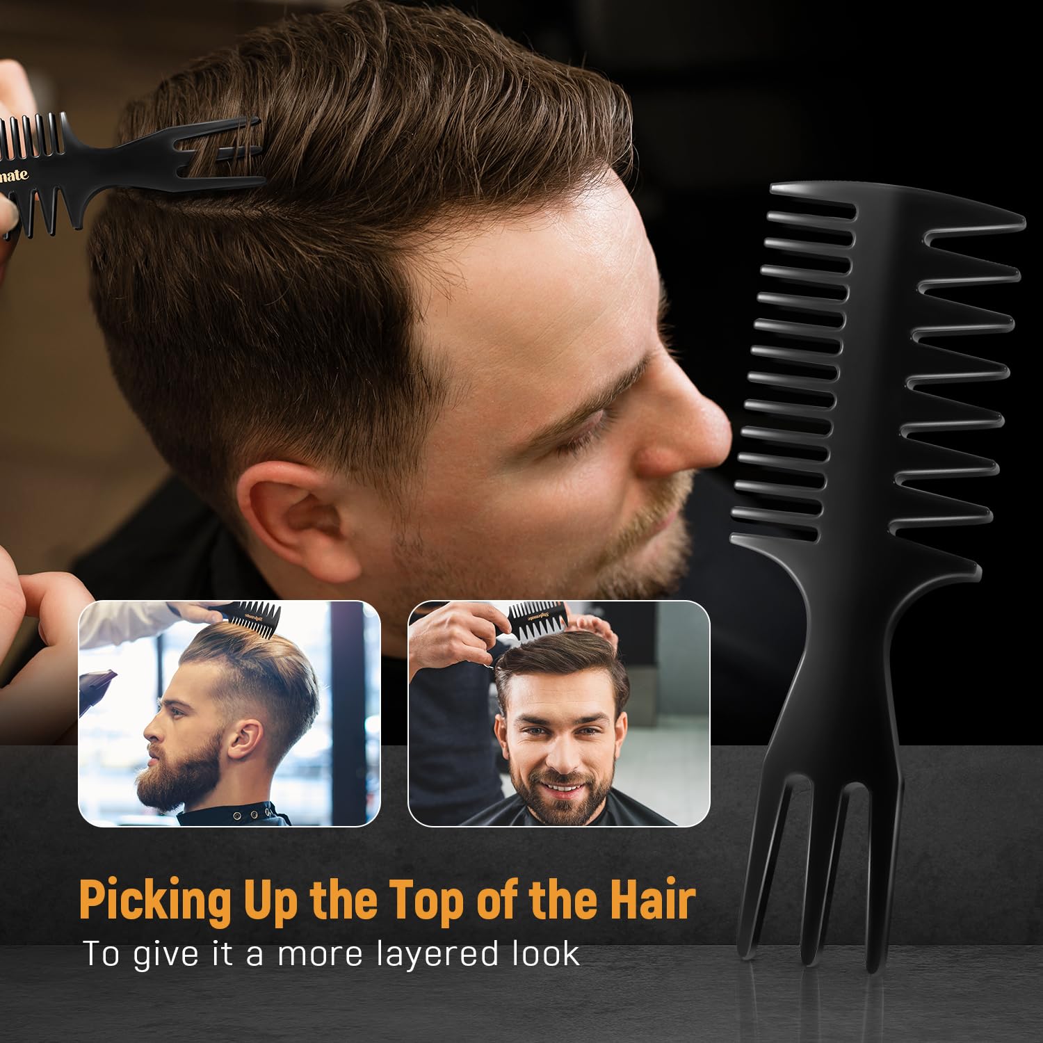 Stylemate Men 'S Hair Styling Combs And Brush Set - Roller Brush For Adding Volume, Pompadour, Slicked-Back, Fauxhawk, Undercut