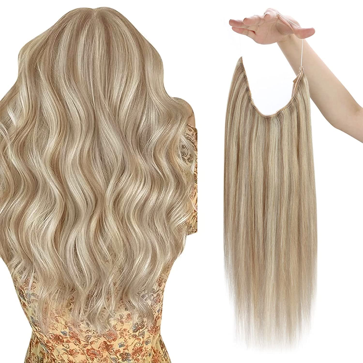 Sunny Wire Hair Extensions Highlights Blonde Wire Human Hair Extensions Ash Blonde Highlight Bleach Blonde Invisible Fish Line H
