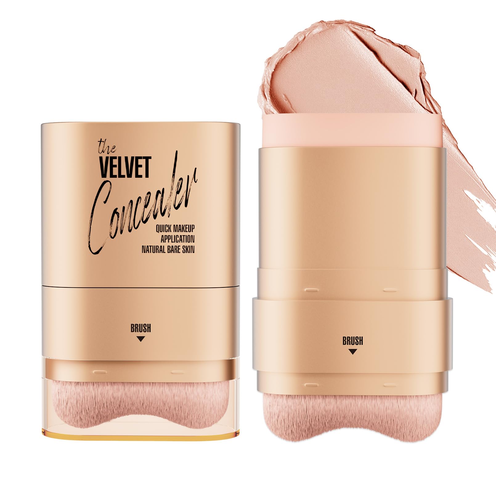 Lightweight Foundation Stick with Brush, Buildable Coverage Concealer, Flawless Face Makeup for Dark Circles Blemishes Without C