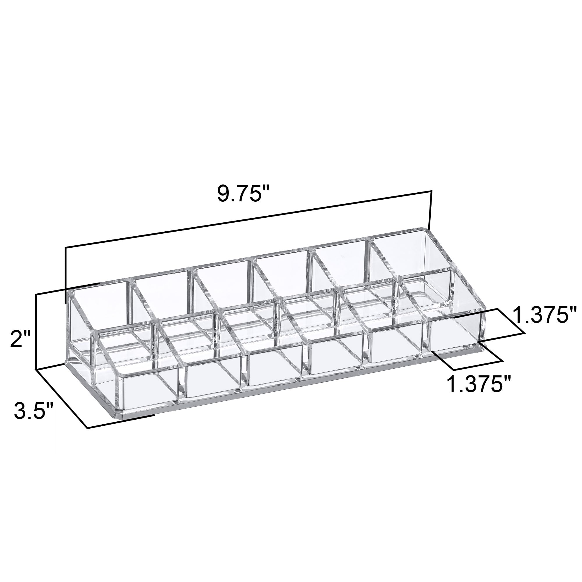 Amazing Abby - Glamour - 2-Pack 12-Slot Acrylic Nail Polish Organizer, Lipstick Holder, Lip Gloss Organizer, Cosmetic Storage Di