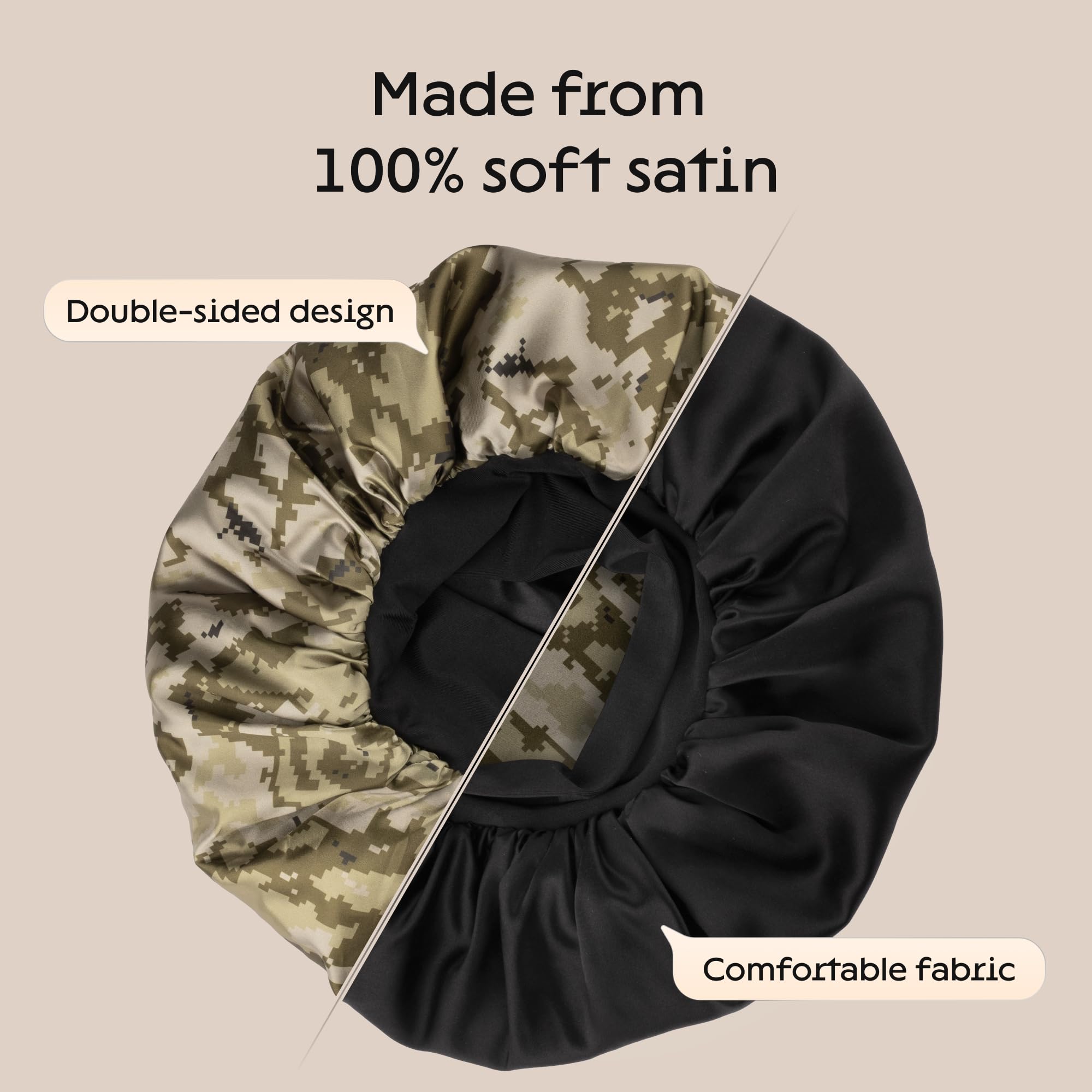 Niagara Sleep Solution Satin Bonnet, Camouflage, Large-X-Large, Green