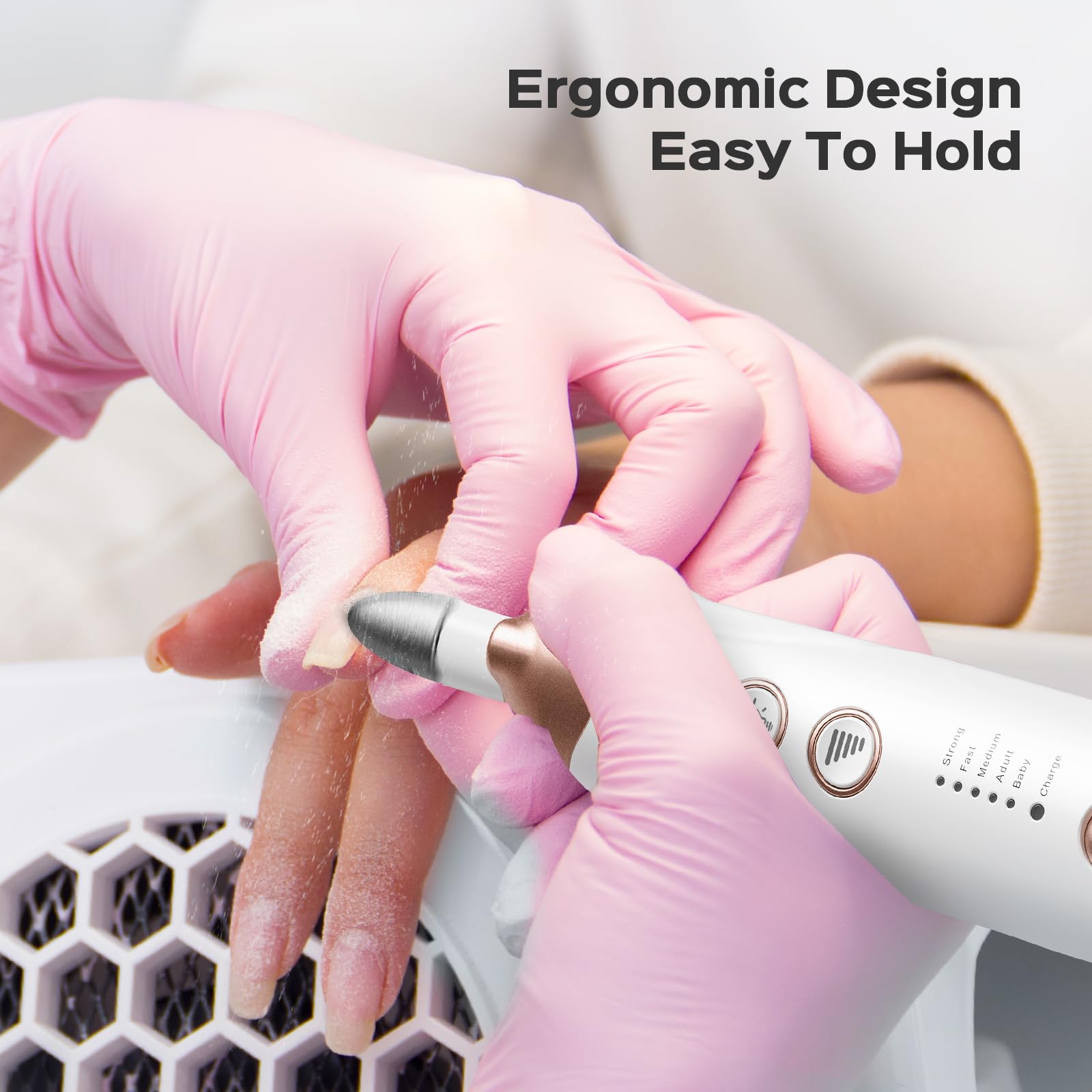 COSLUS Professional Manicure Pedicure Kit: 5 in 1 Electric Nail File Set Toenail Grinder, 5 Speed Cordless Nail Drill for Thick
