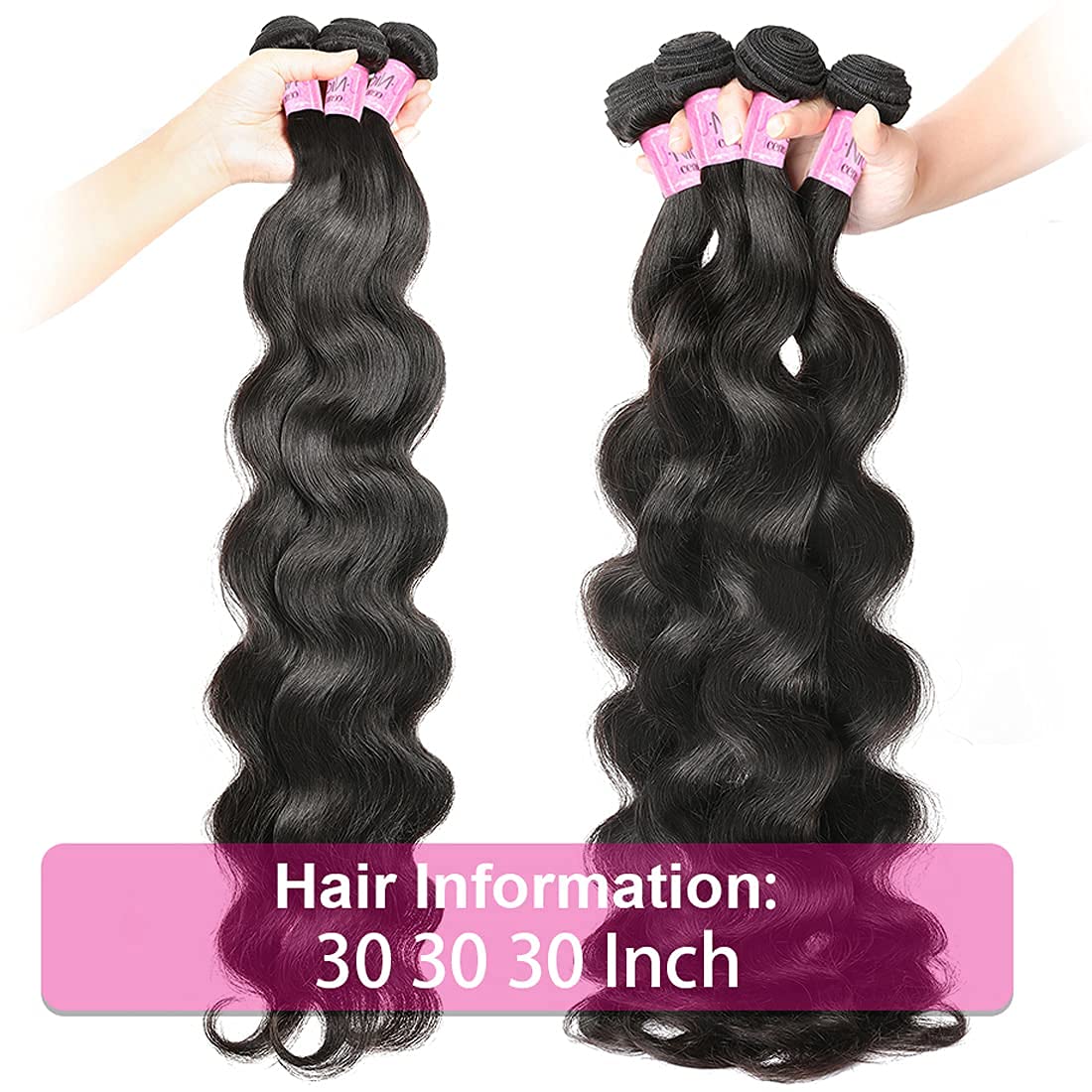 UNice Hair Body Wave Human Hair 4 Bundles 26 26 26 26 inch, 10A Brazilian Unprocessed Human Virgin Hair Wavy Weaves Sew In Exten