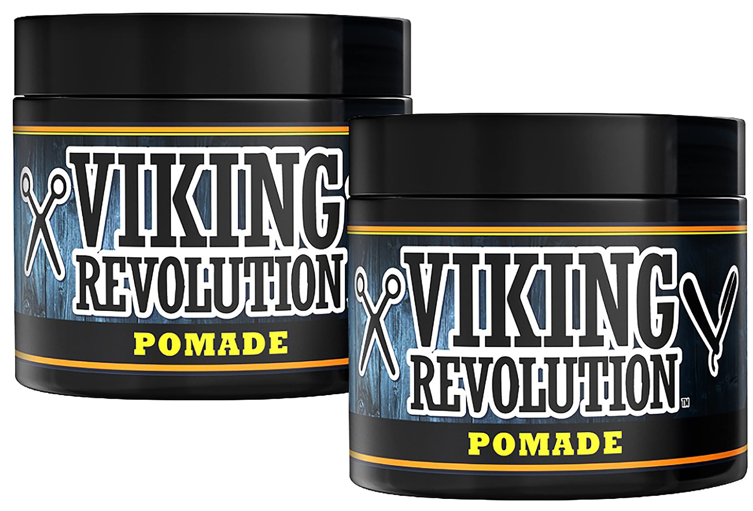 Viking Revolution Pomade For Men 4Oz - Firm Strong Hold & High Shine For Classic Styling - Water Based & Easy To Wash Out (2 Pac