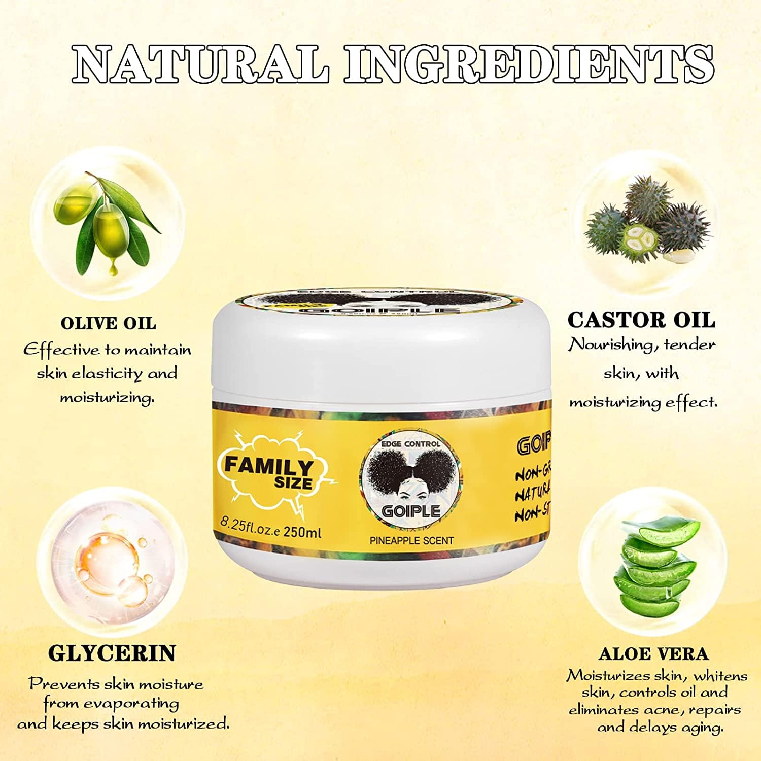 8.25 Oz Edge Control Wax For Women, Non-Greasy Edge Smoother For Back Hair Extreme Hold Pack, Water-Based Gel For All Hair Types