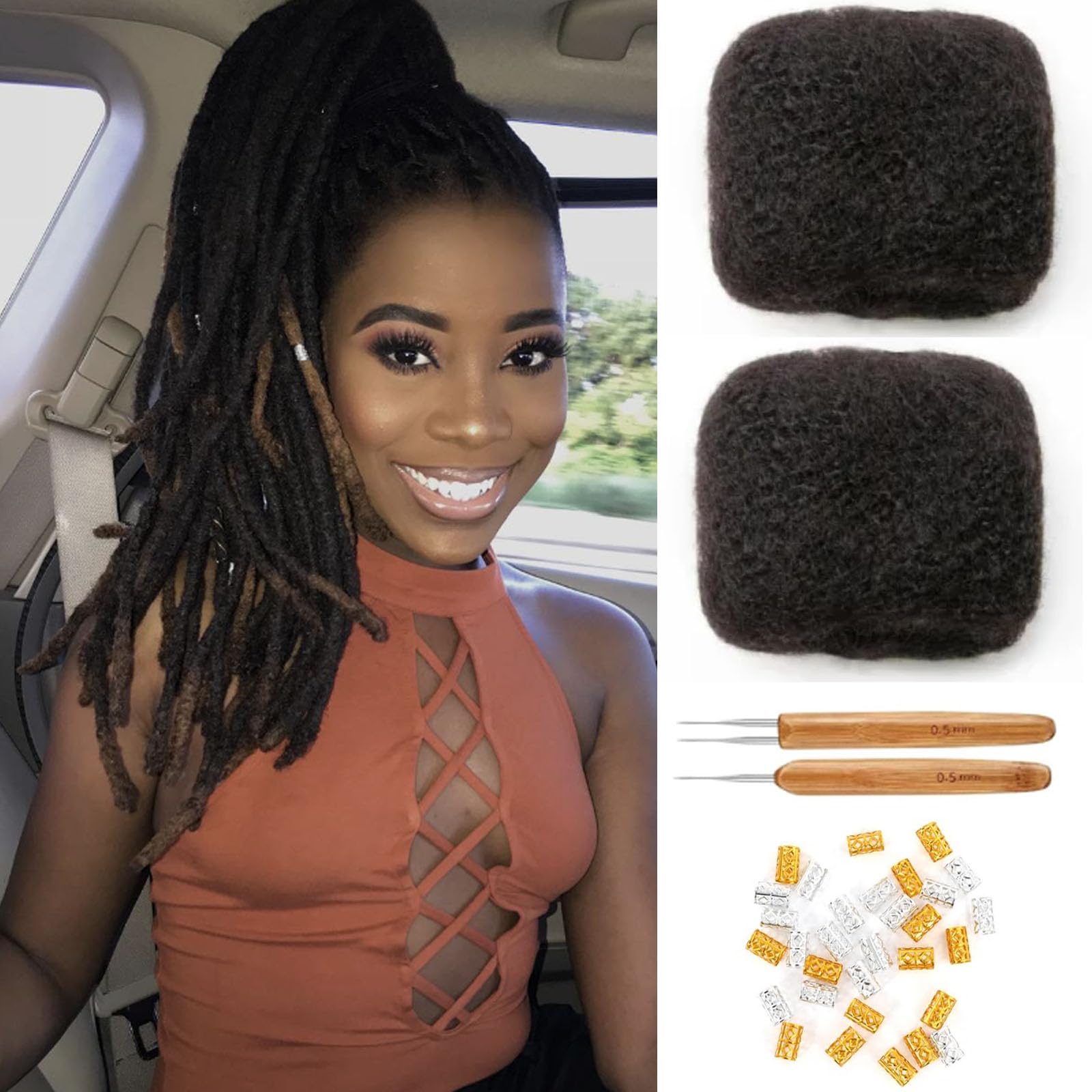 Afro Kinkys Bulk Human Hair for Dreadlock Extensions 12 Inches 30 Gram Natural Black Loc Repair Afro Kinky Braiding Human Hair f